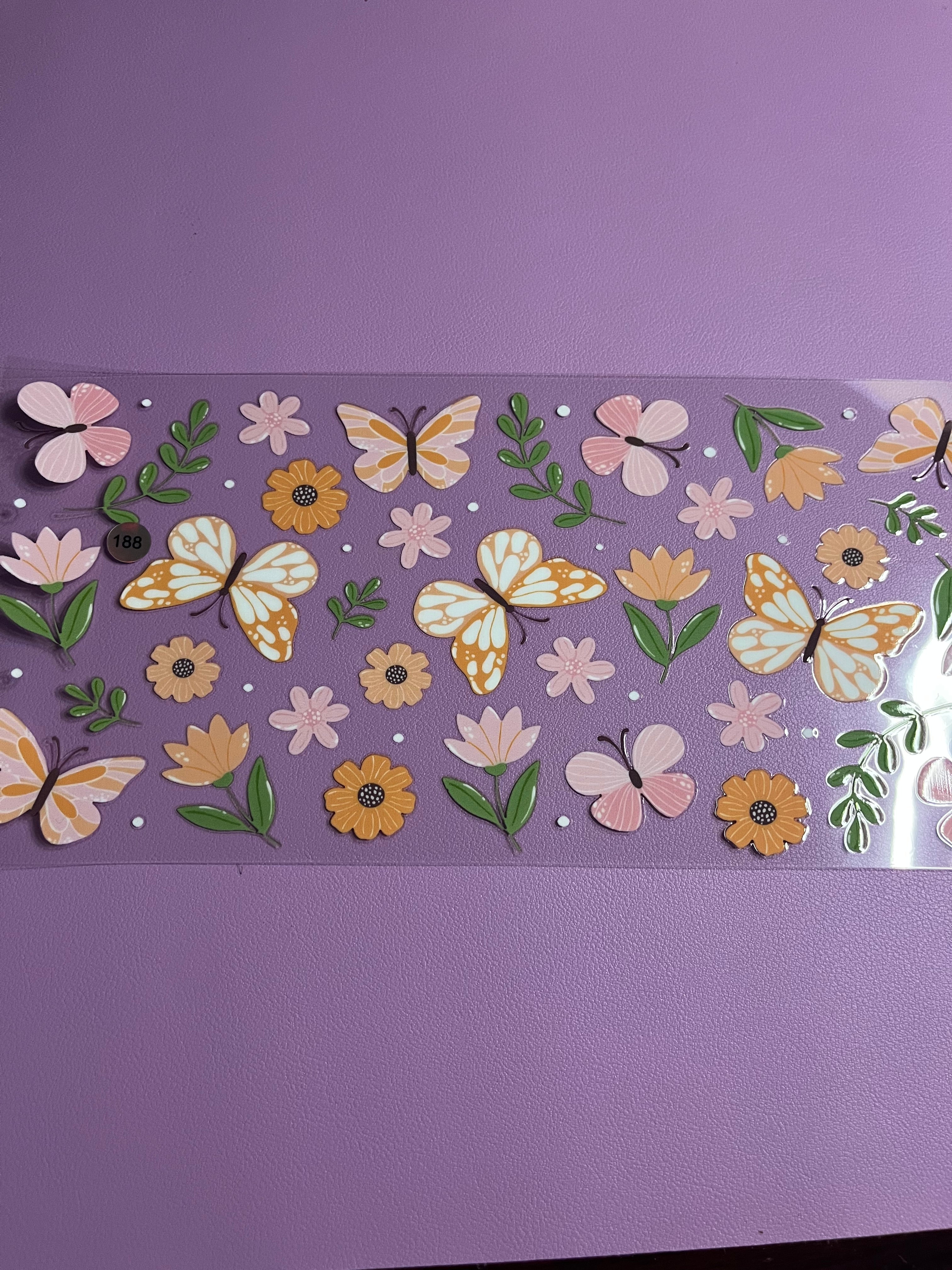 Cup wrap butterfly and flowers #188