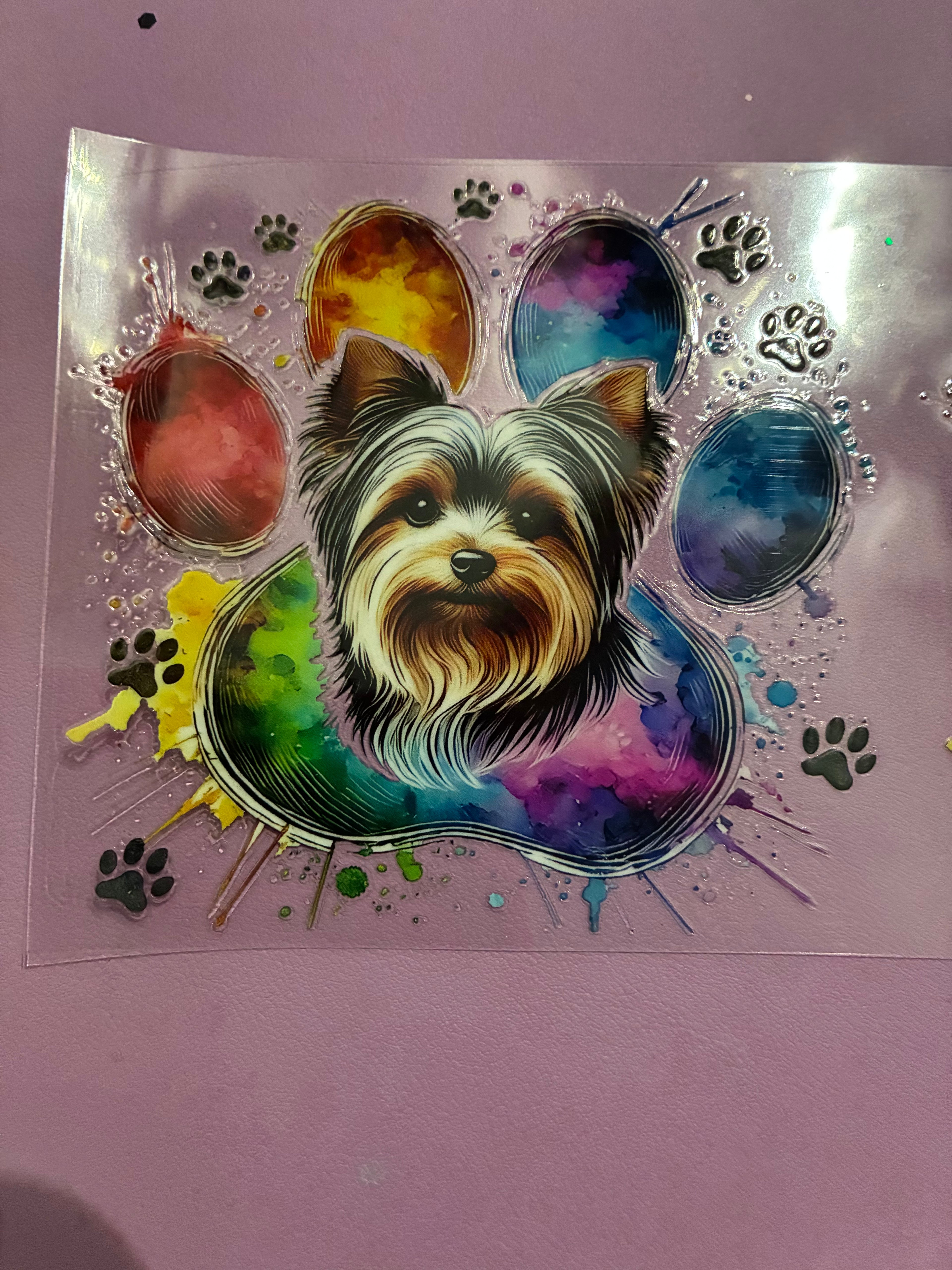 Yorkie paw colorful #483 decal