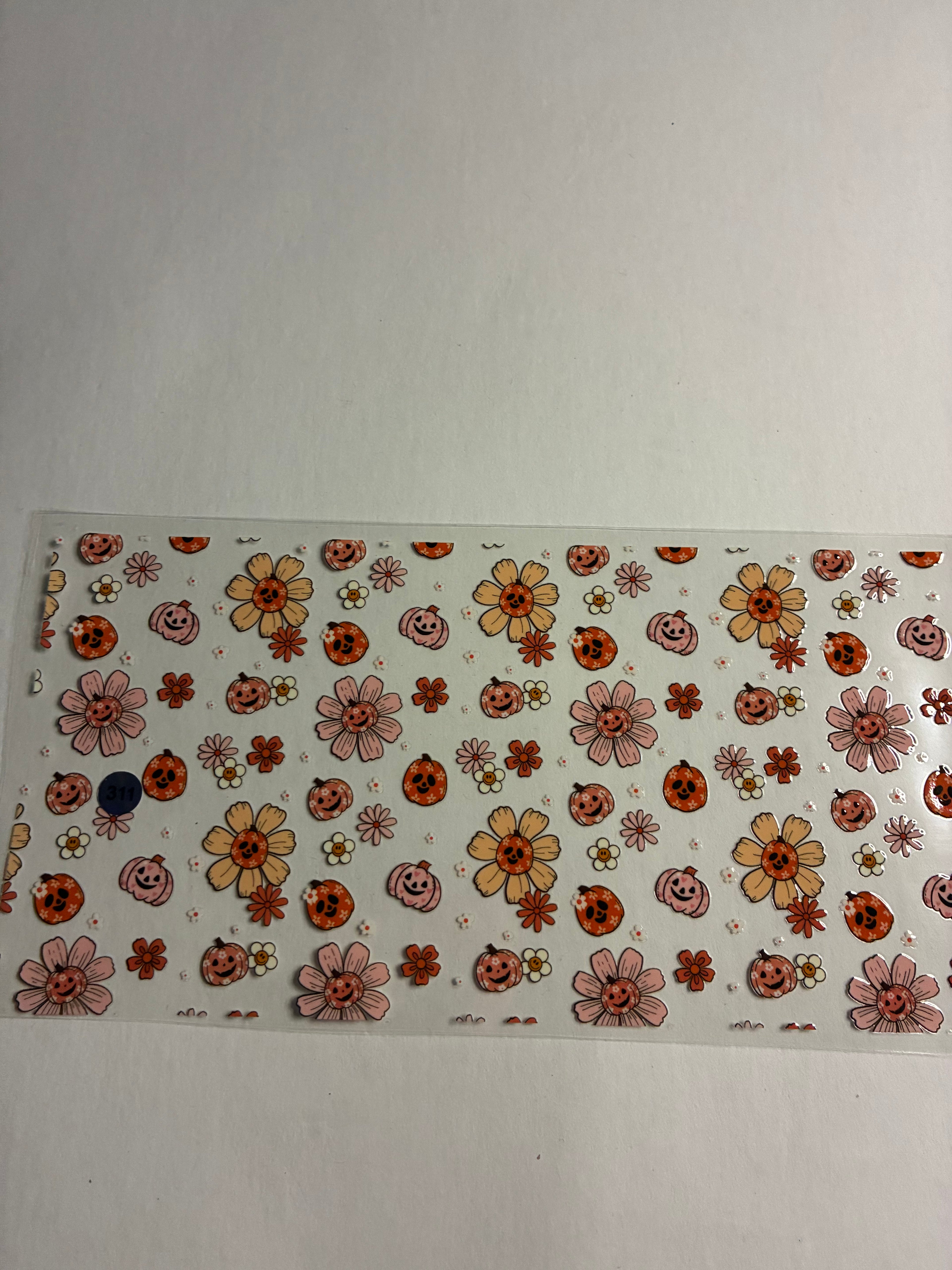 Cup wrap with flowers and mini pumpkins #311