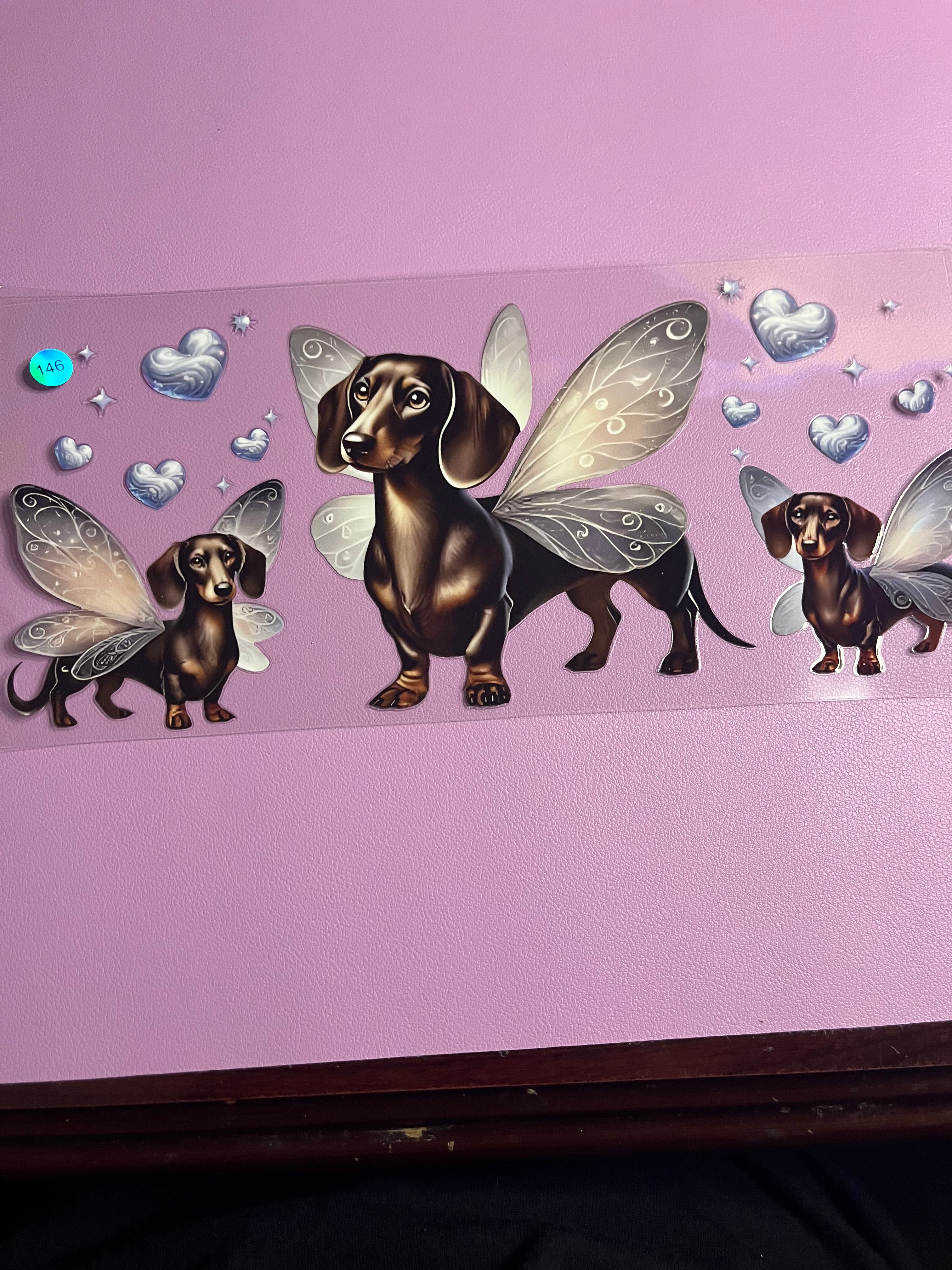 Cup wrap dauchsund with wings #146