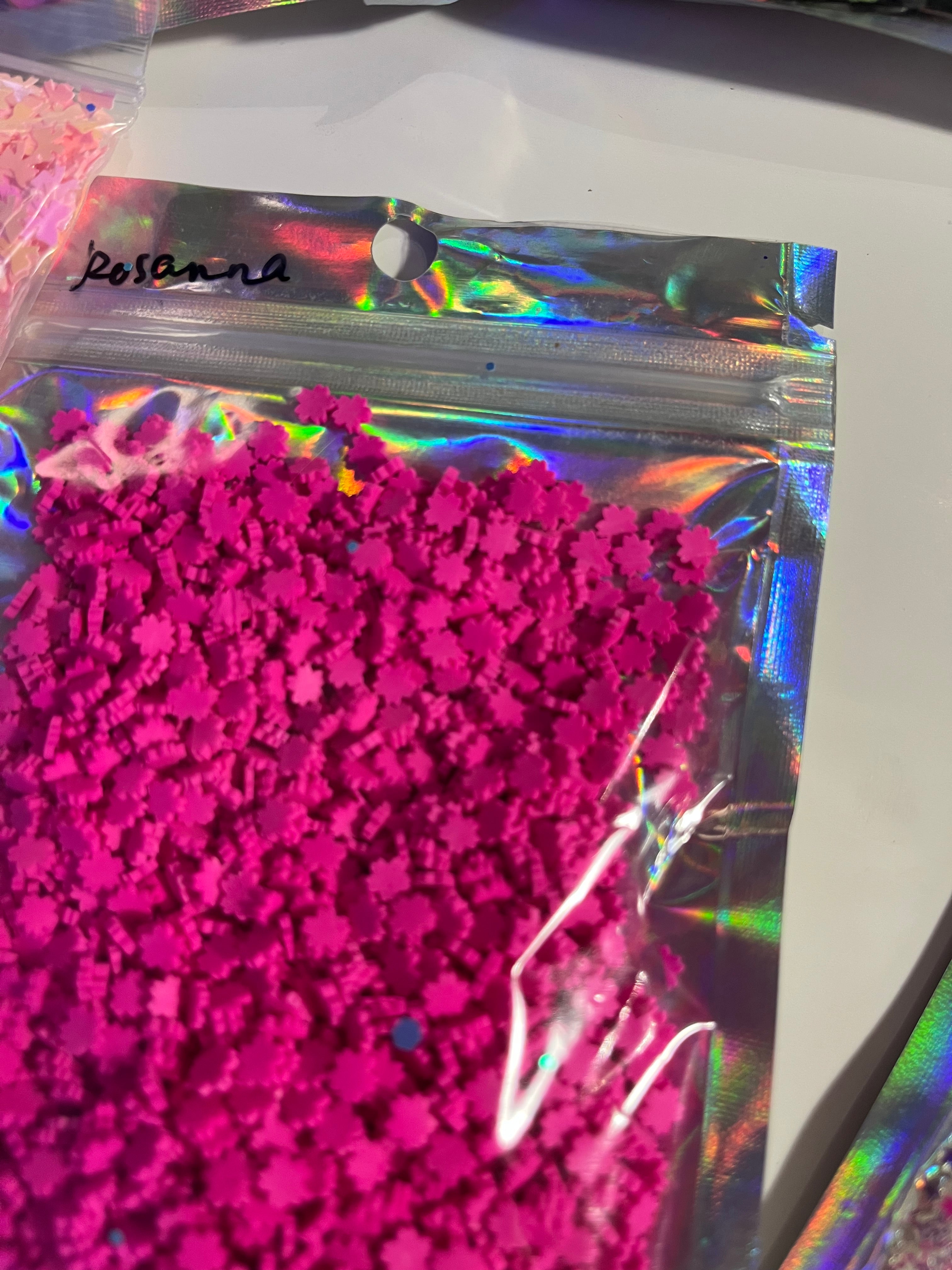Pink flower poly clay