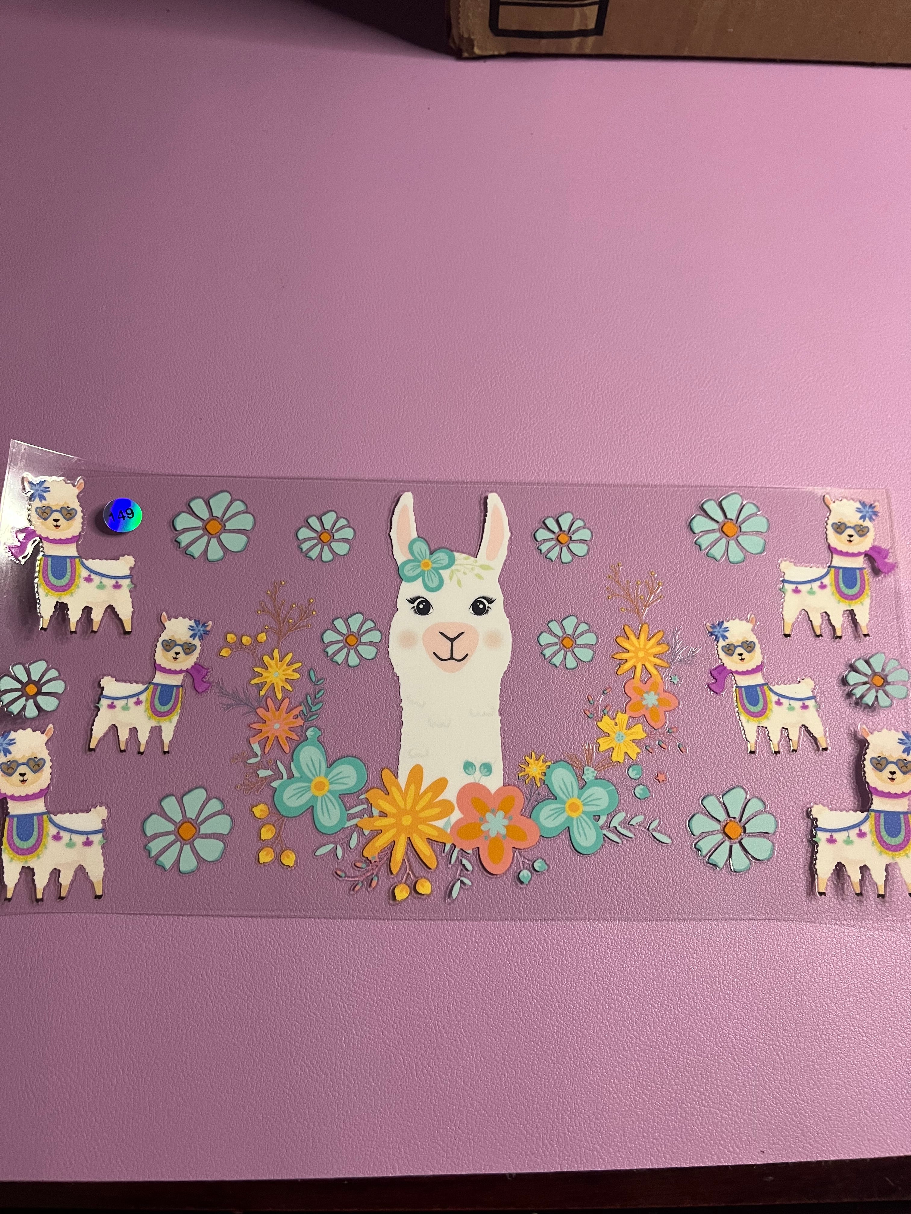 Cup wrap llama with flowers #149