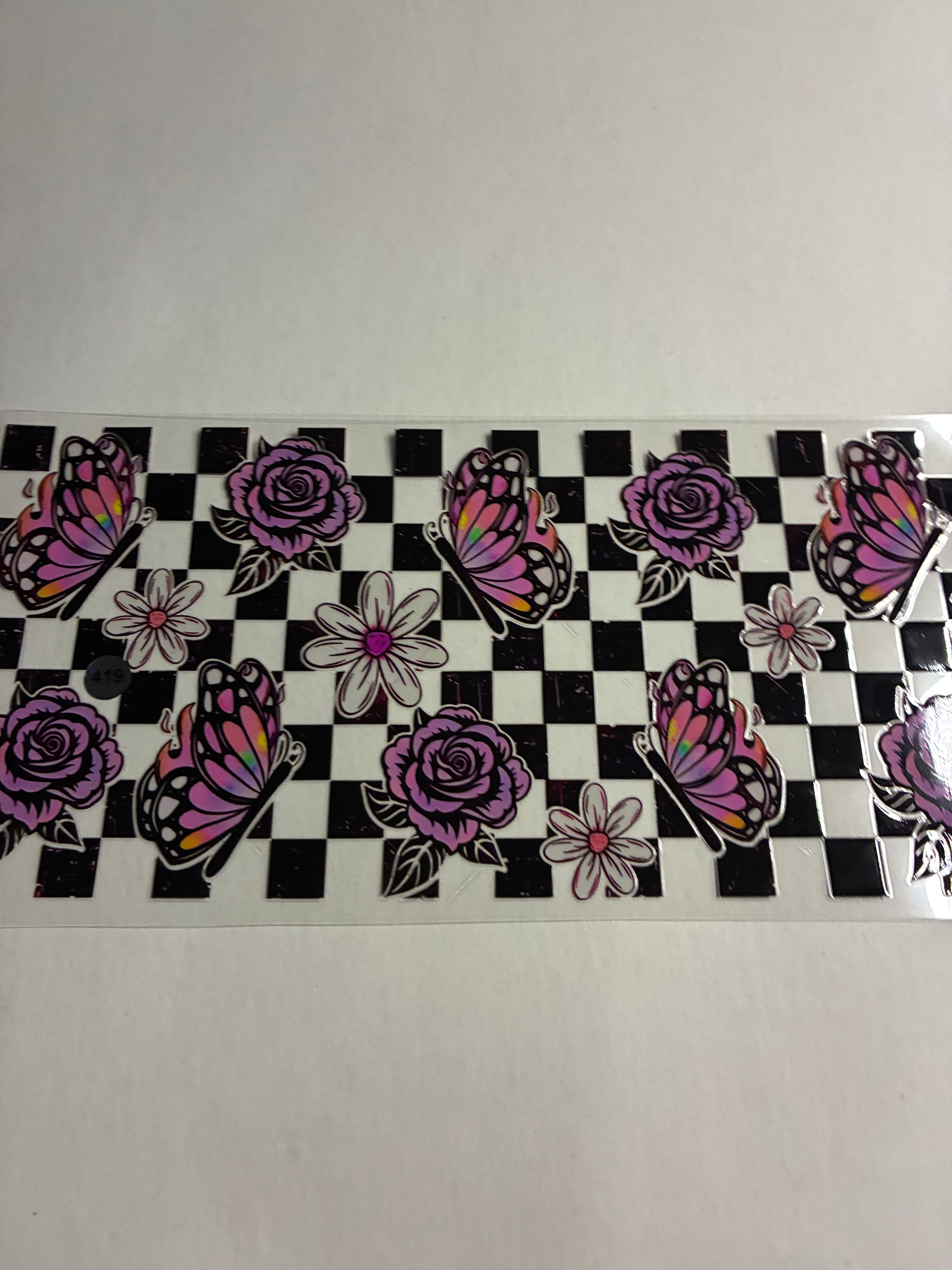 Cup wrap butterfly checkered #419