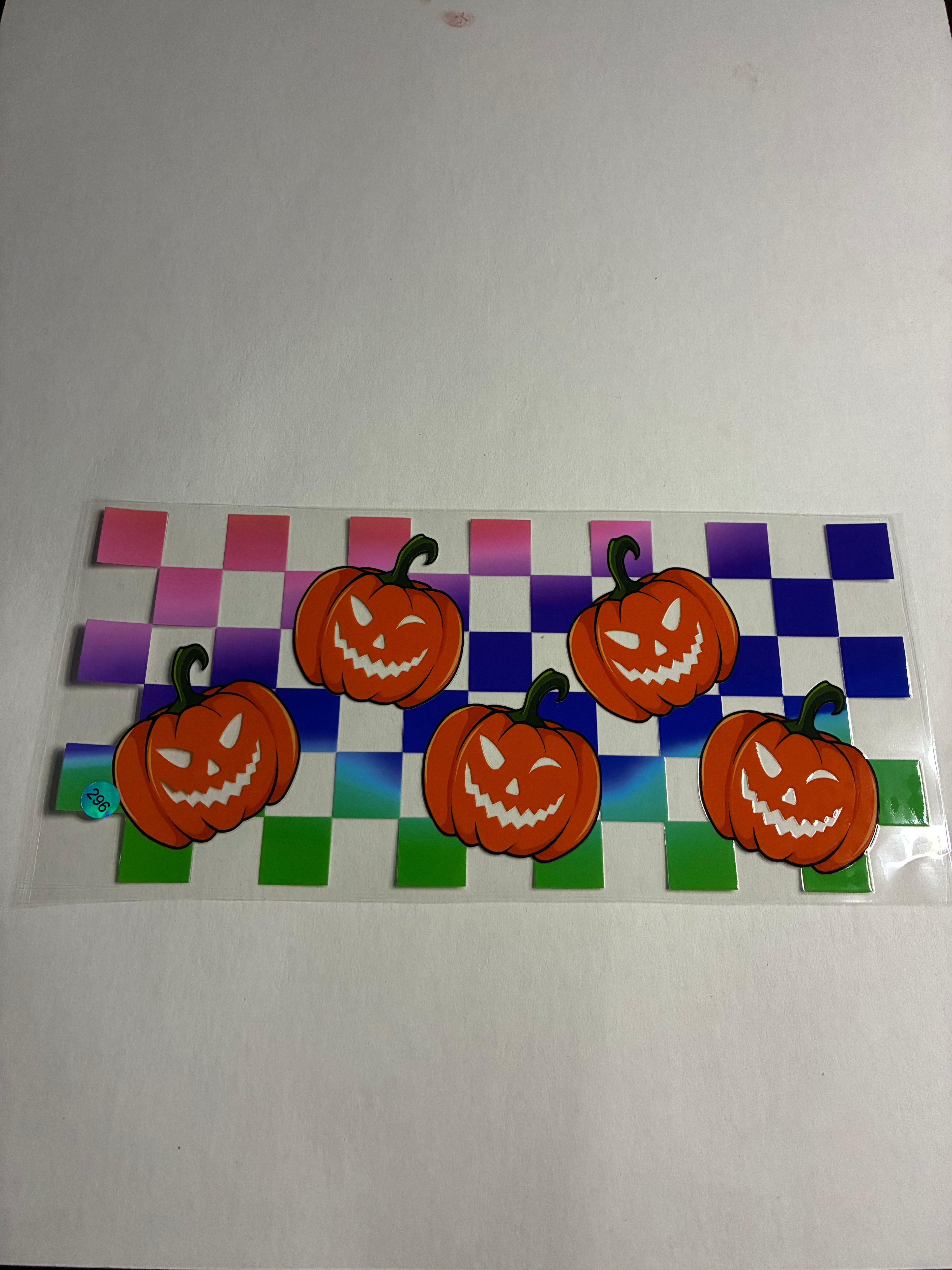 Cup wrap jack o latern rainbow checkered #296