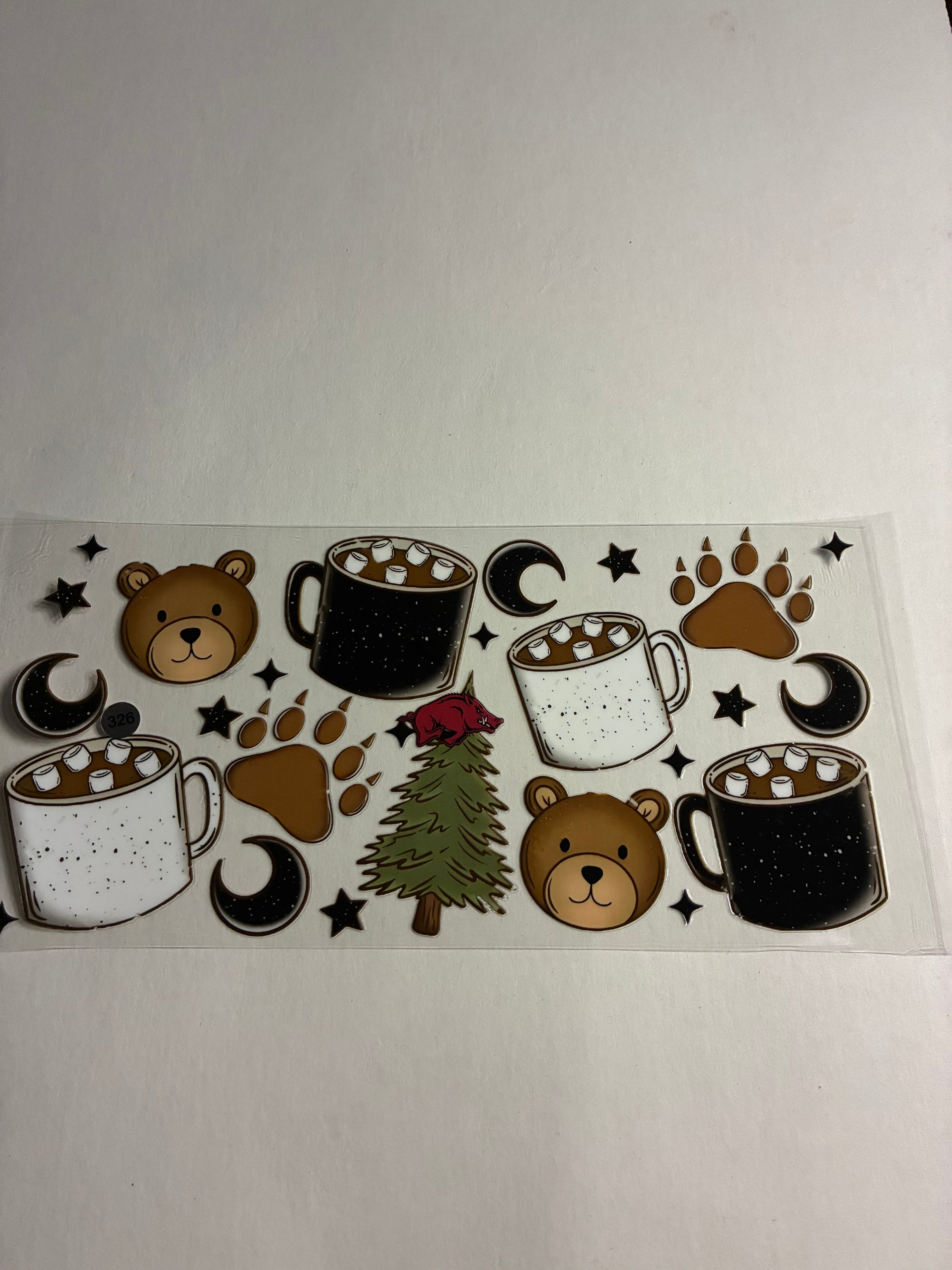 Cup wrap Christmas tree bear and hot cocoa #326