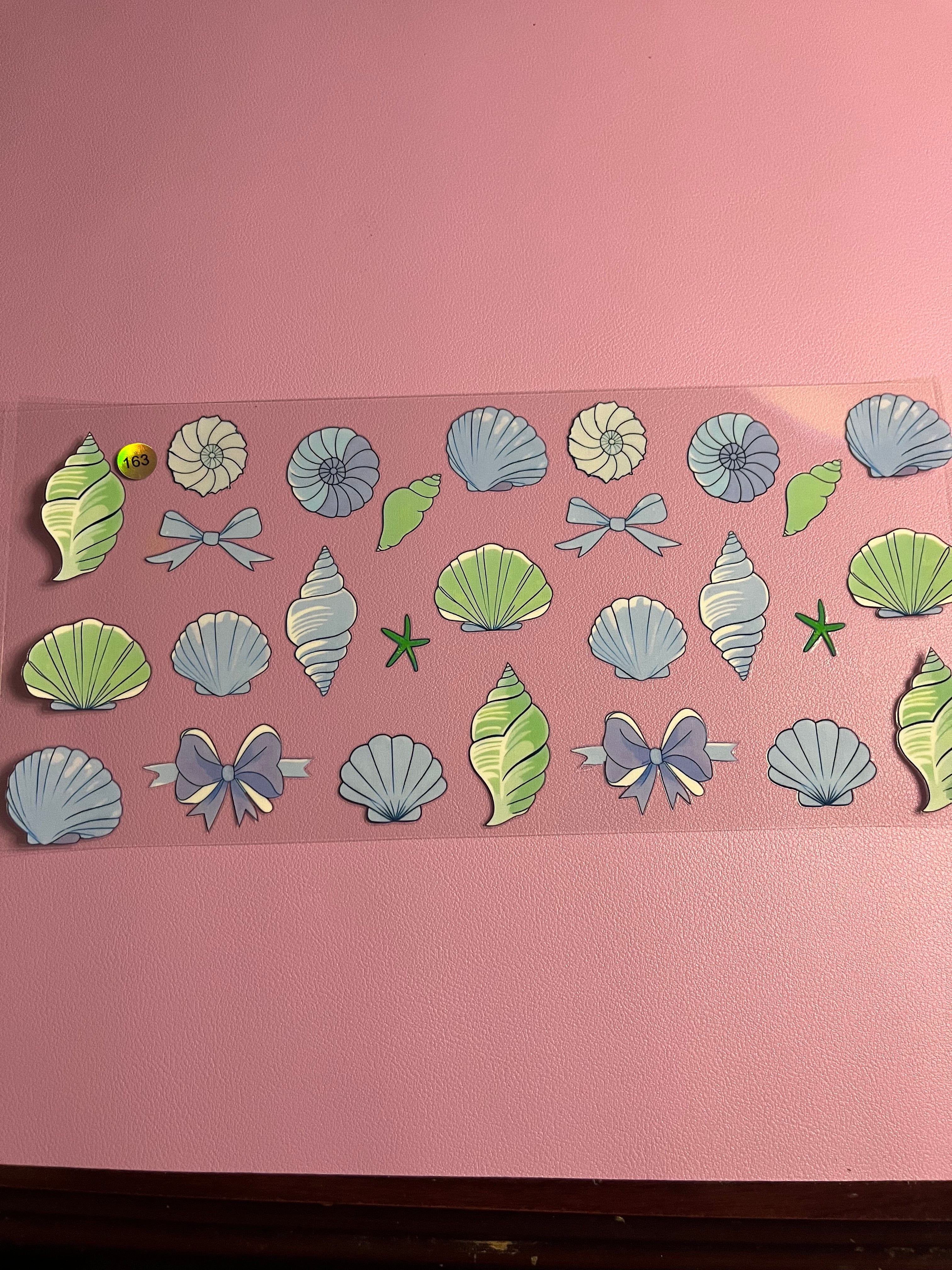 Cup wrap sea shells blue/green #163