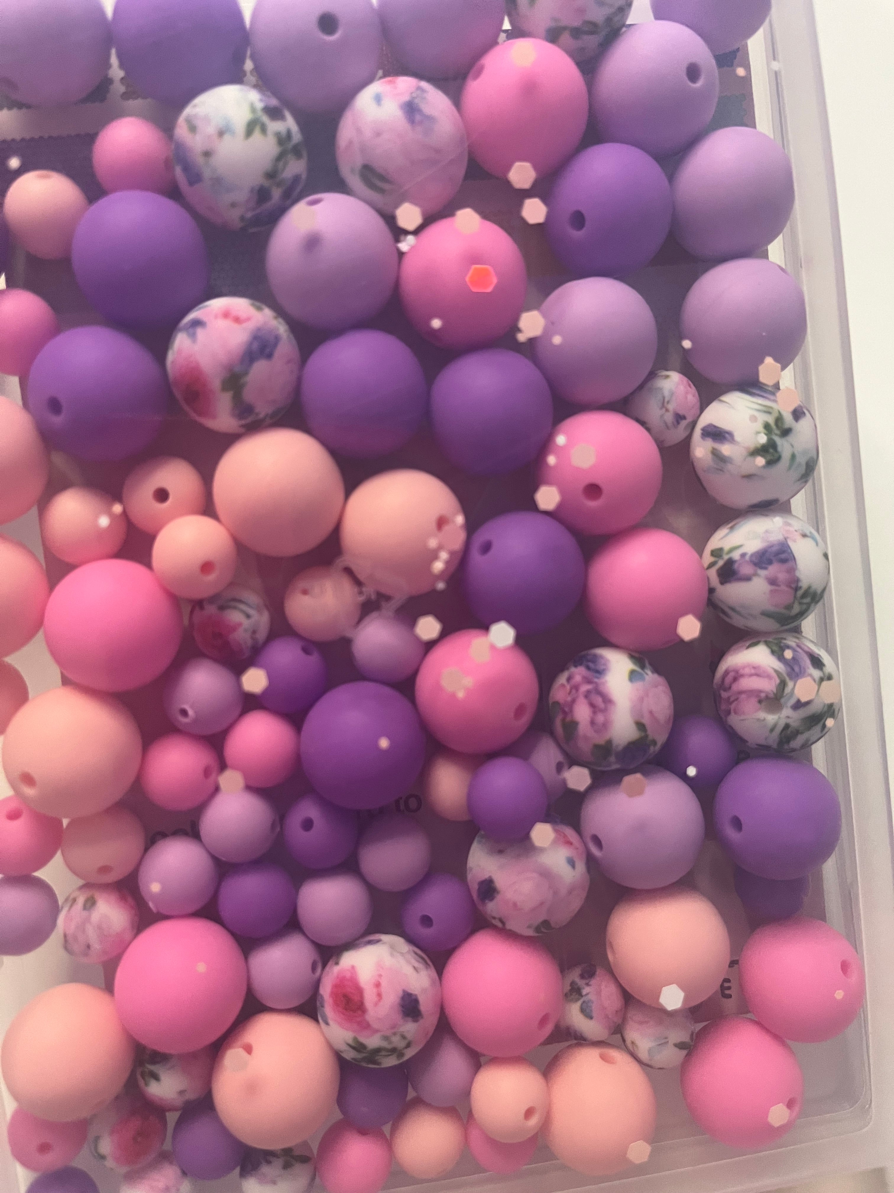 Beads for pen pink/purple