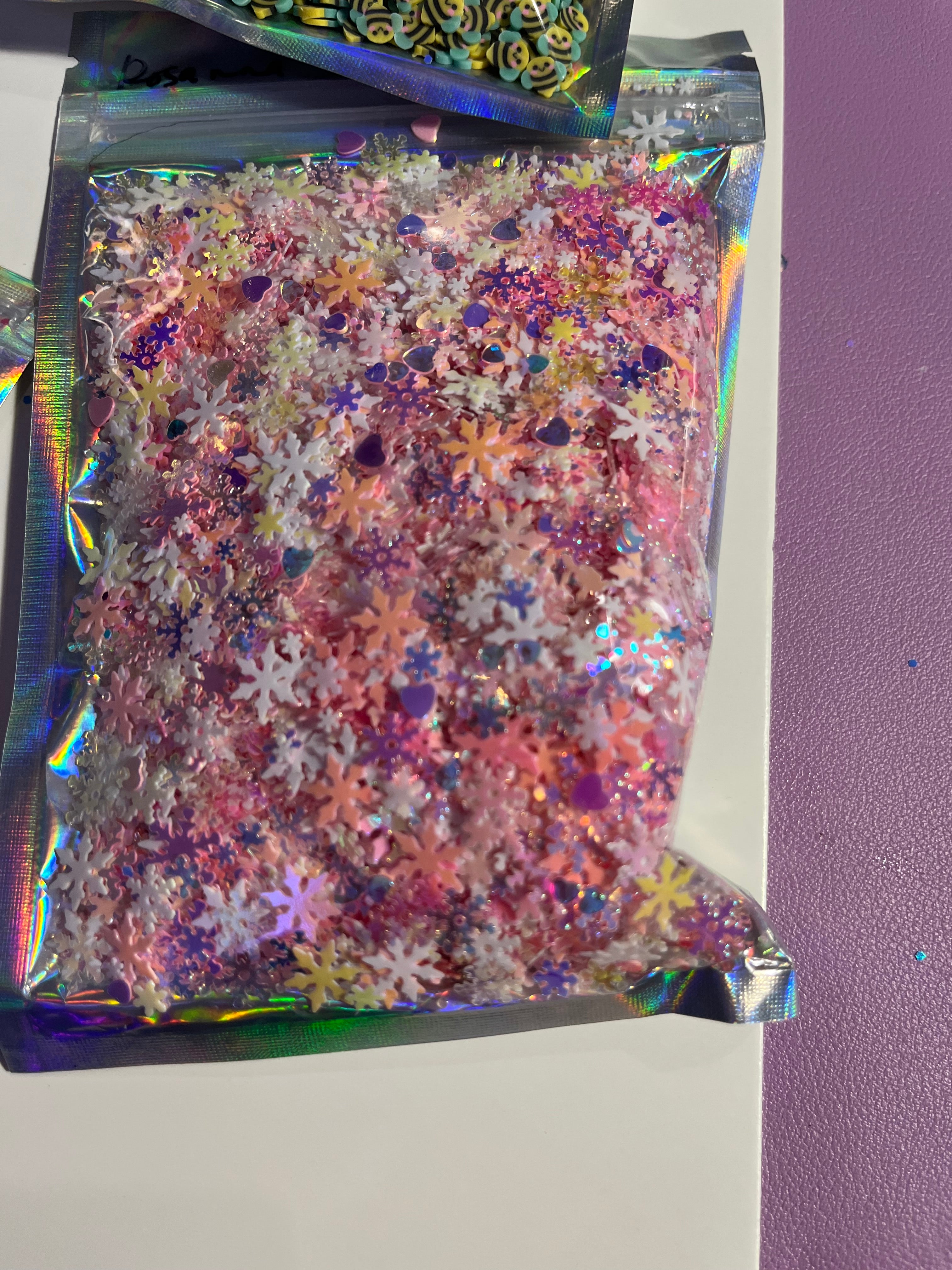 Pinks and white glitter