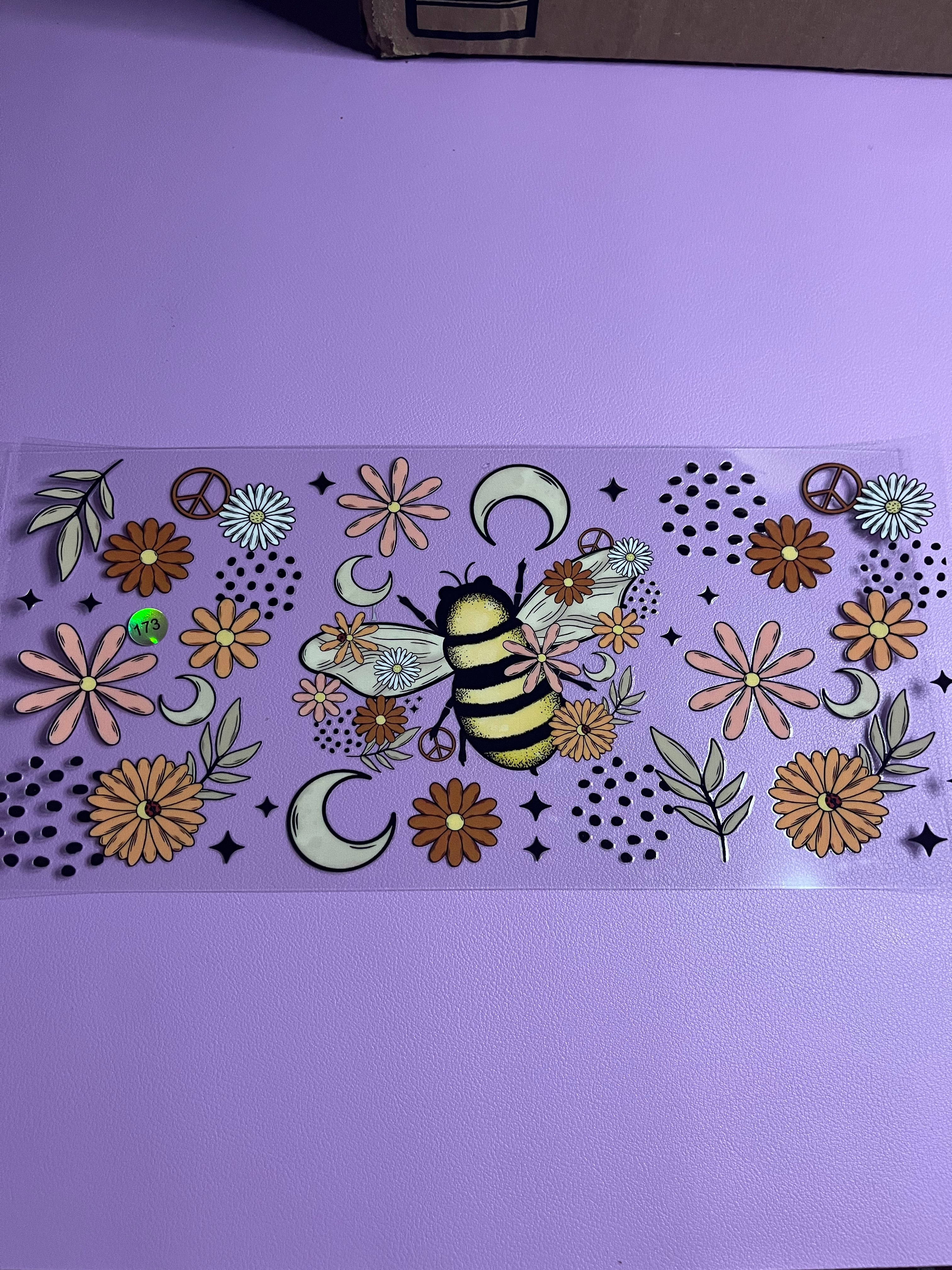 Cup wrap bee and flowers #173
