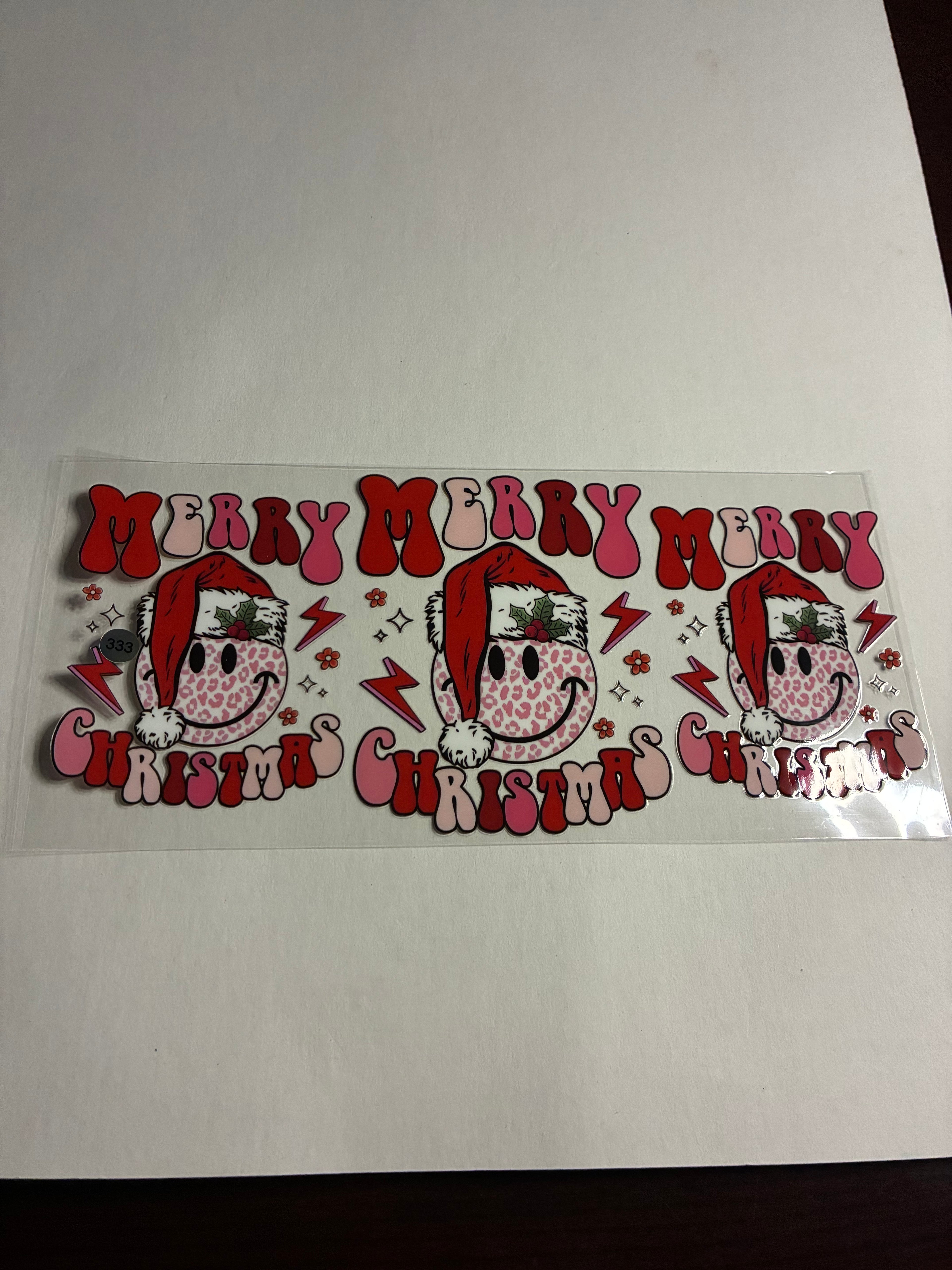 Cup wrap Christmas smiley face pink/red #333