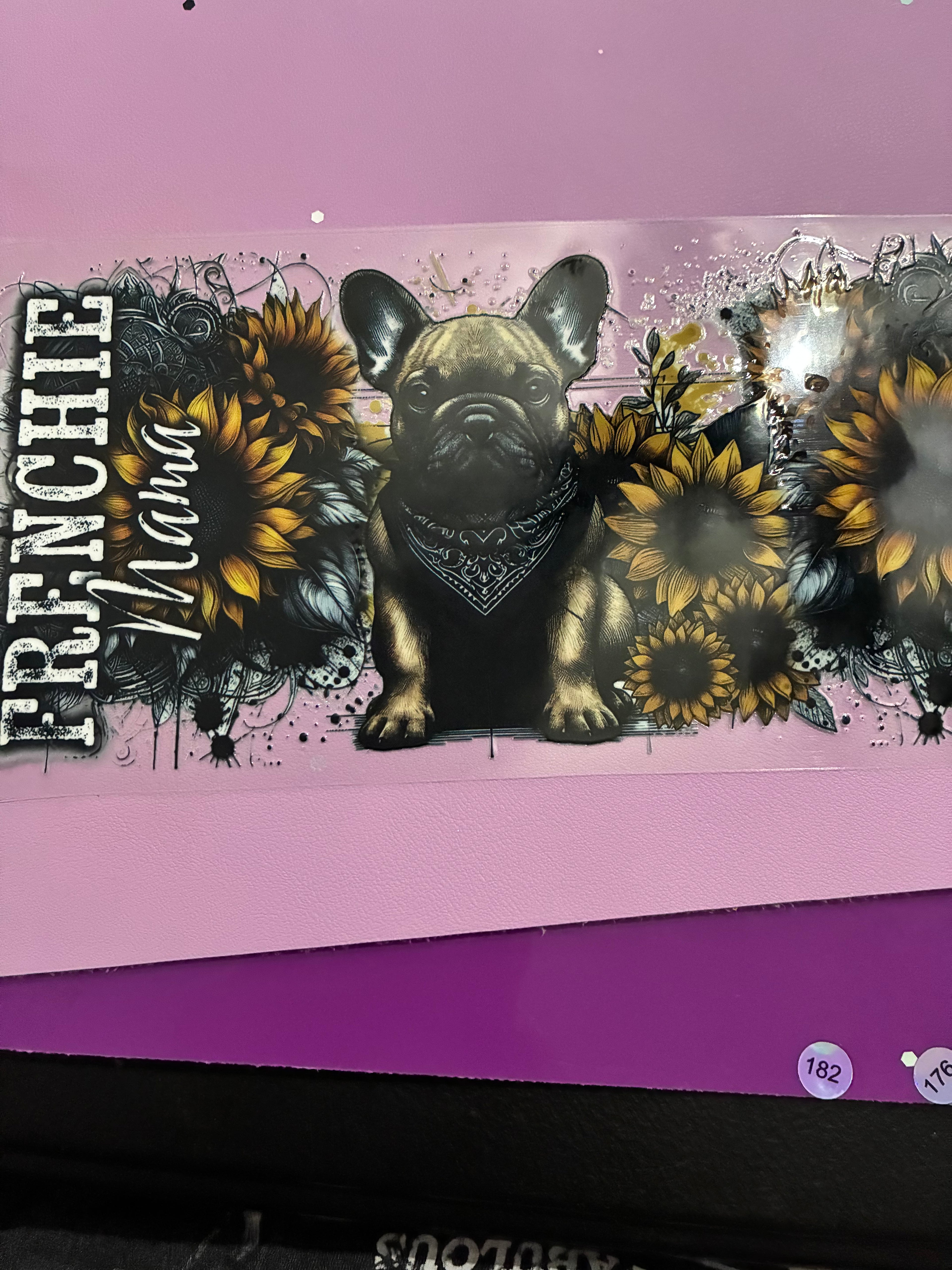 Frenchie mama with sunflower #480