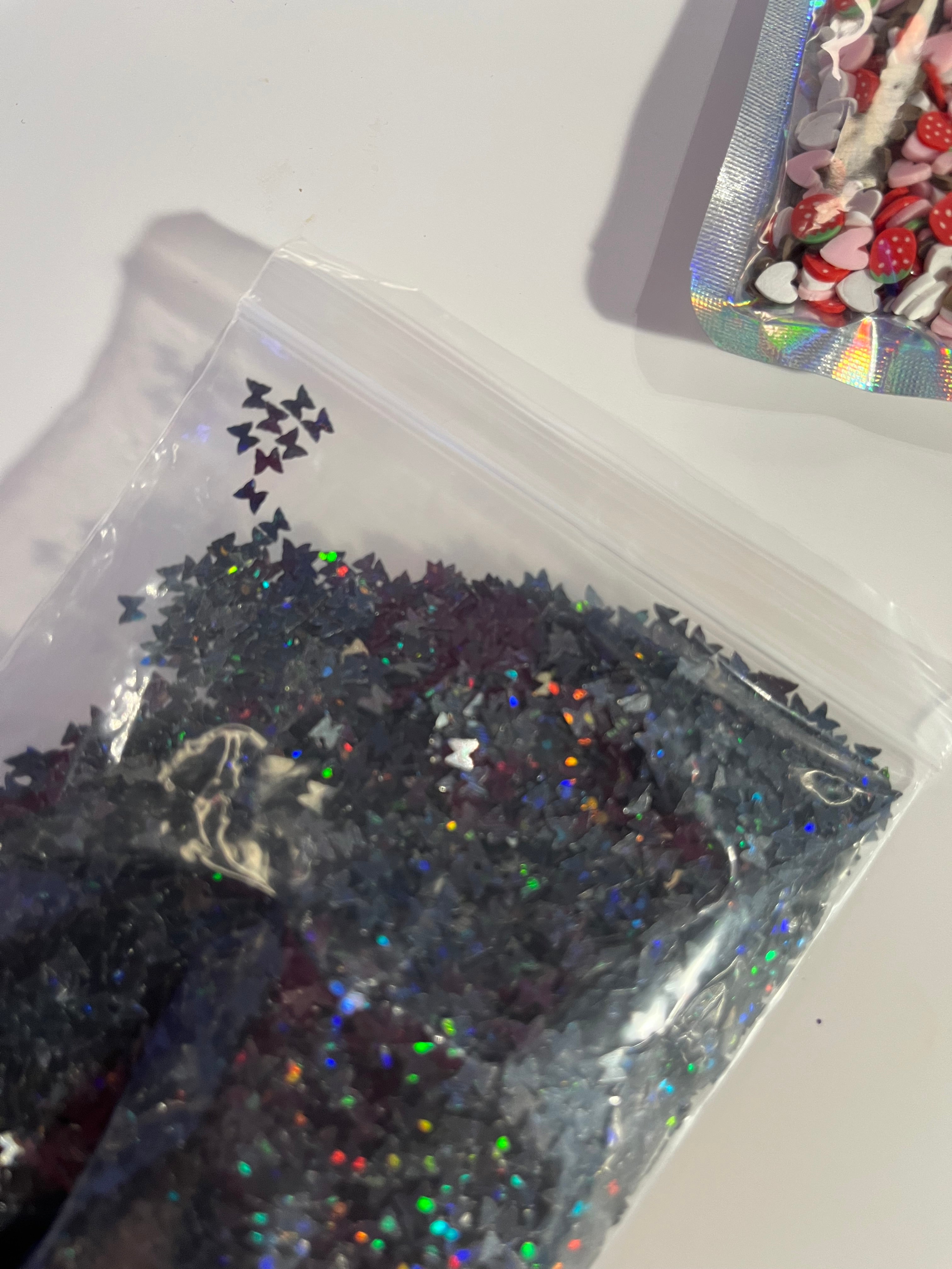 Black butterfly glitter