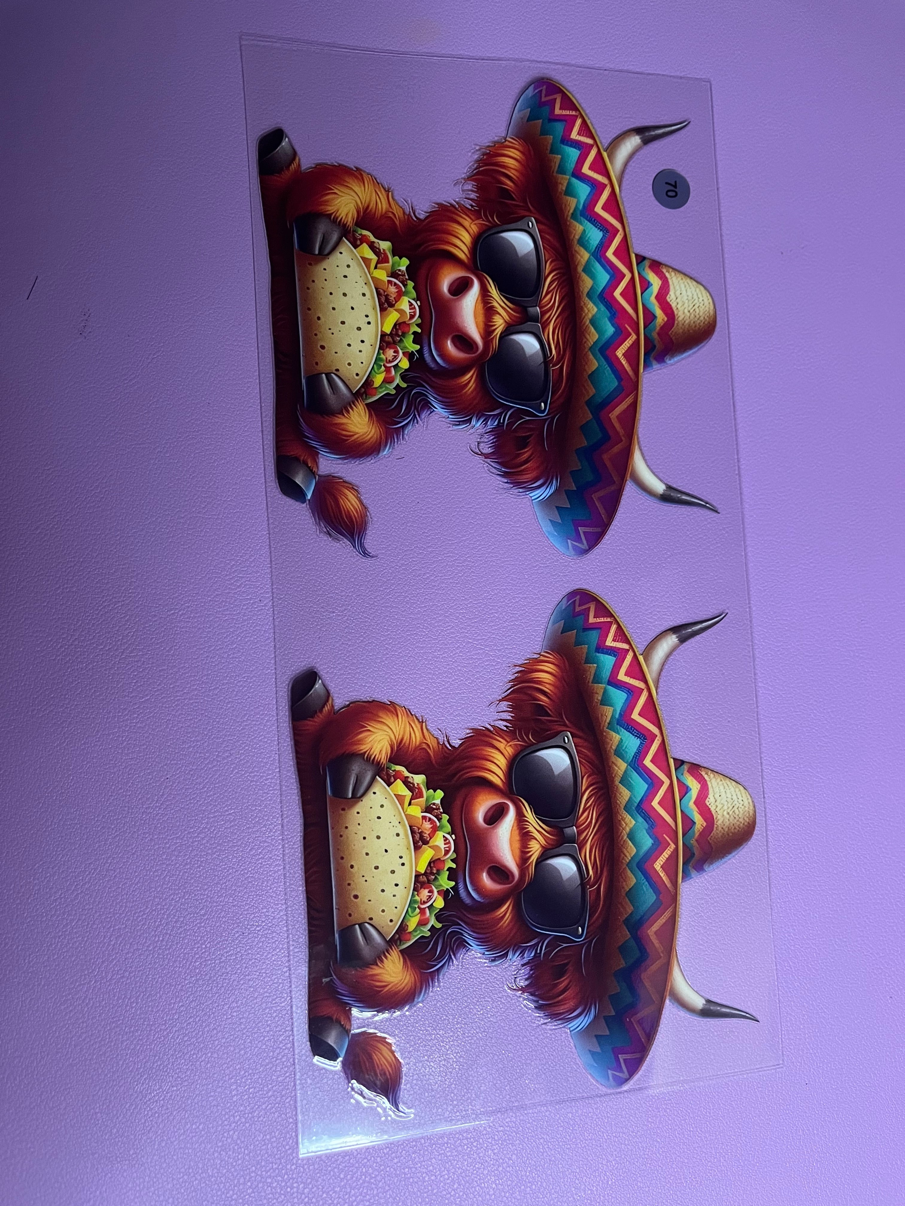 Cup decal one cow with taco #70