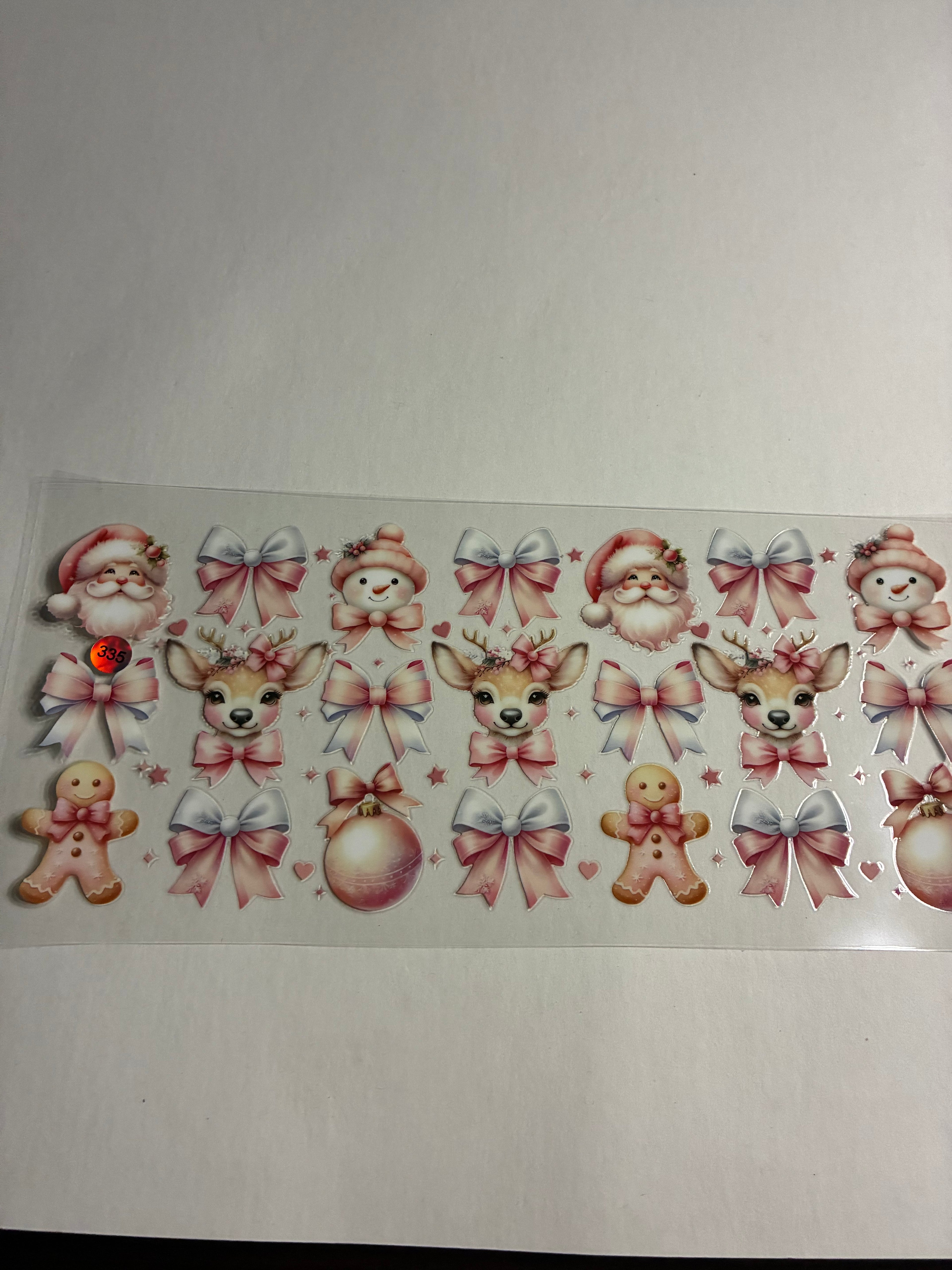 Cup wrap Christmas deer and bows #335