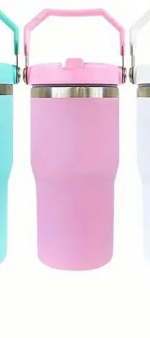 Light pink 20oz tumbler with handle