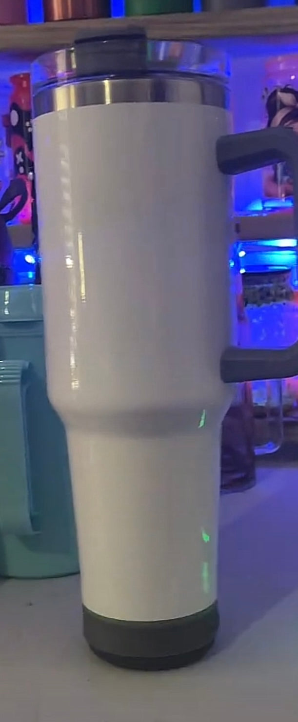 40oz tumbler grey handle Bluetooth speaker on bottom