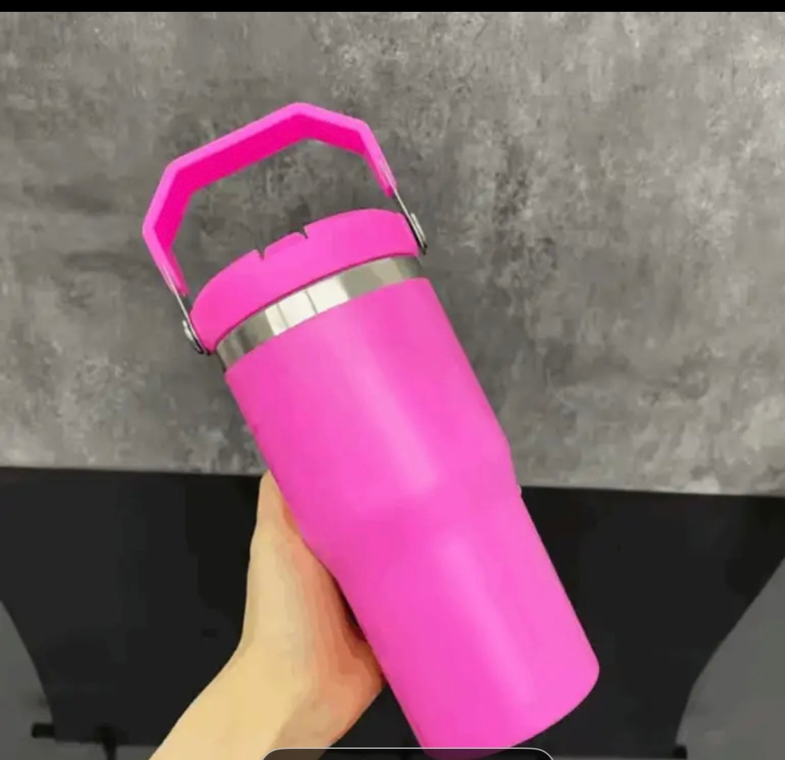 Hot pink 20oz handle tumbler