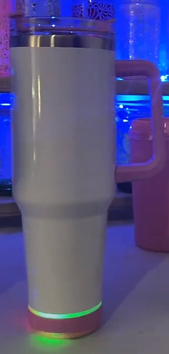 40oz pink handle Bluetooth speaker tumbler