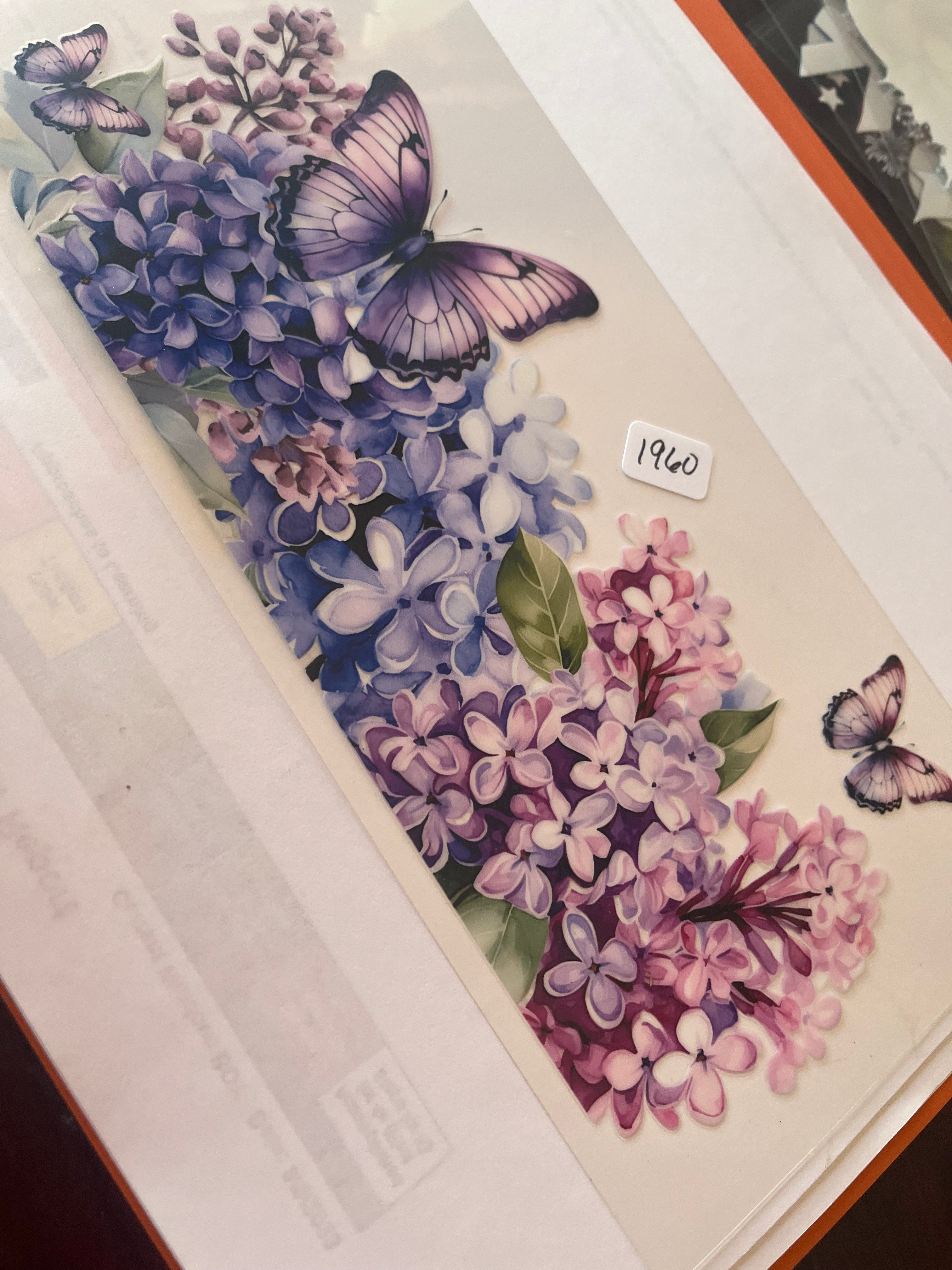 Purple flowers and butterfly 1960