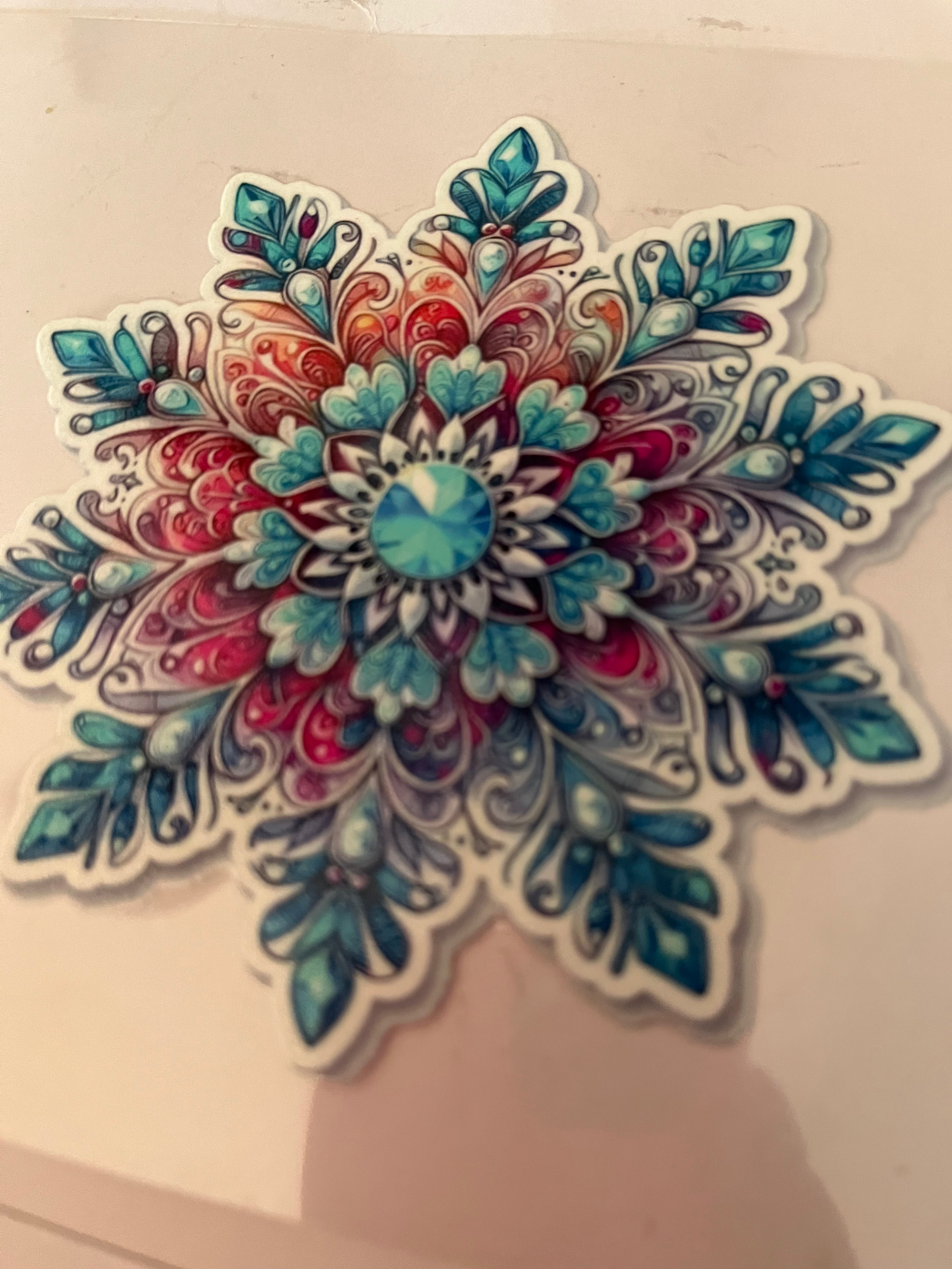 Blue pink snowflake 2679