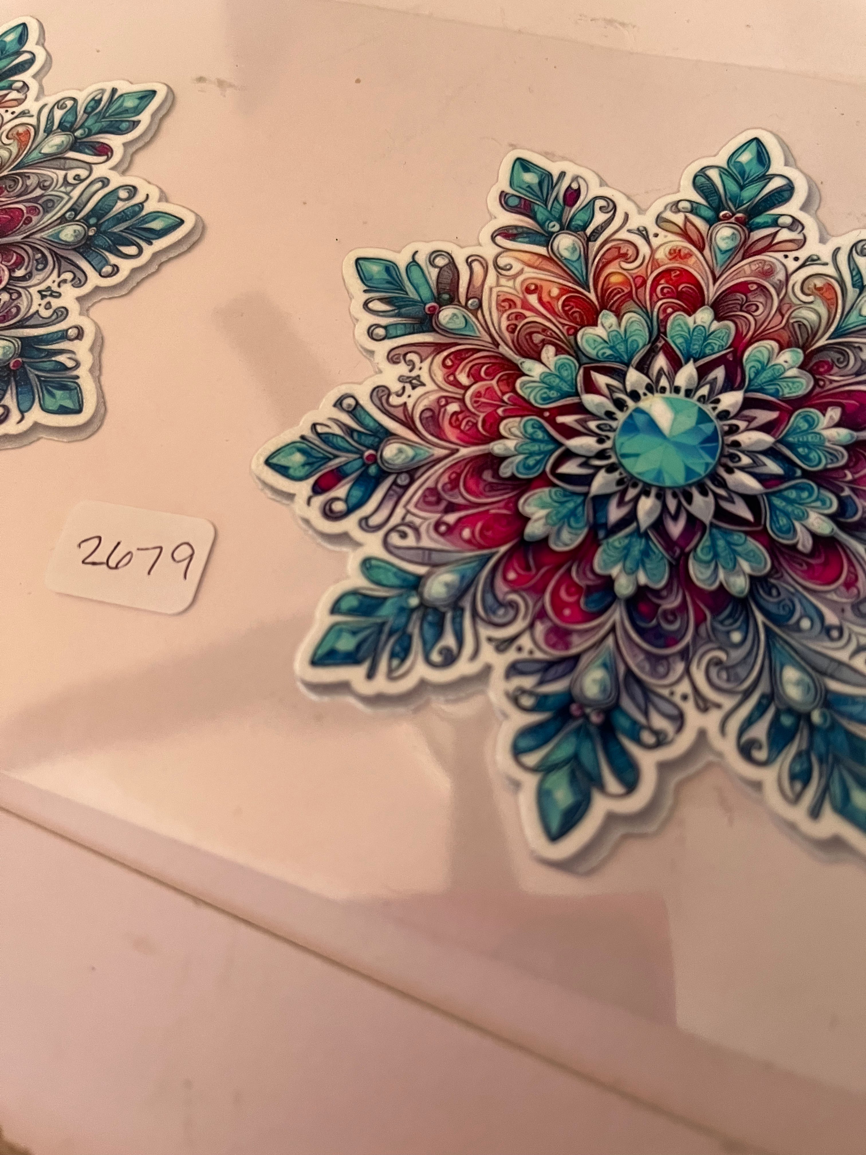 Blue pink snowflake 2679