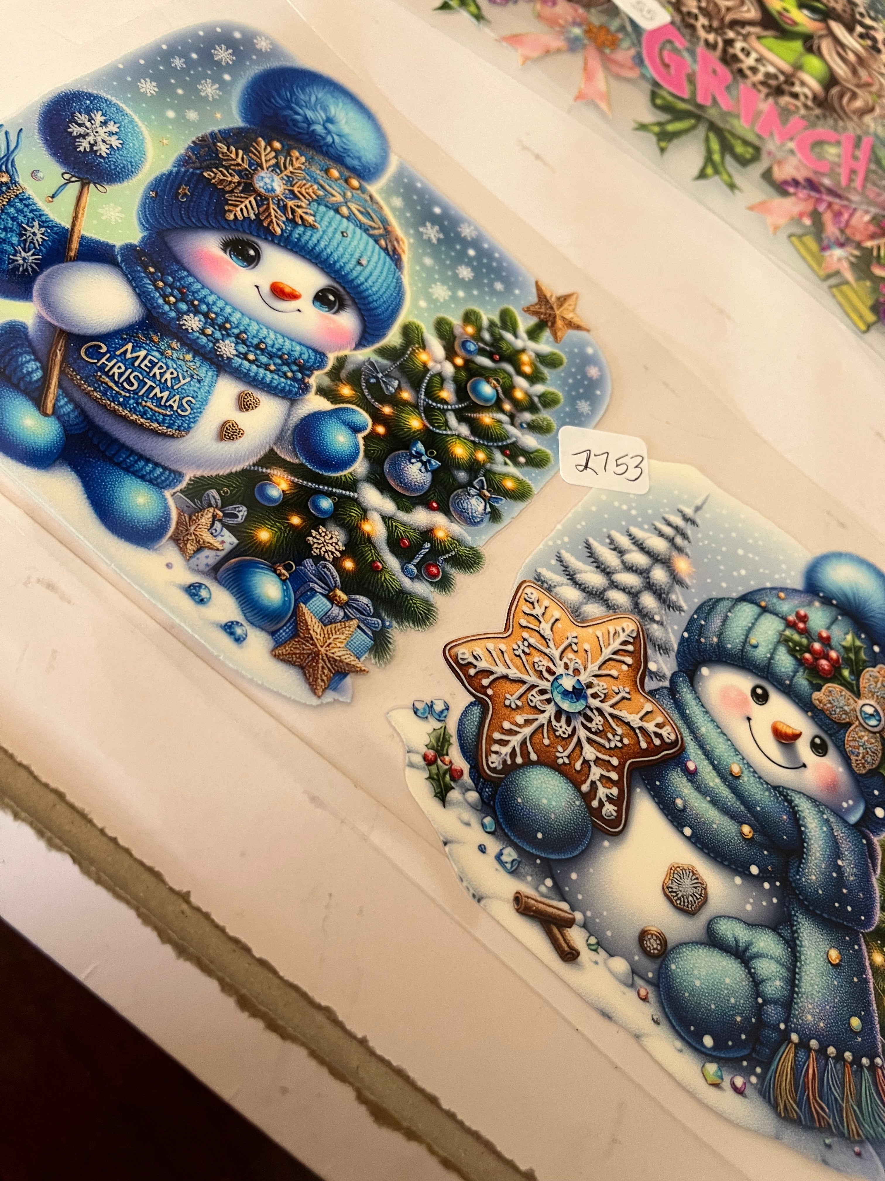 Blue snowman and tree 2753