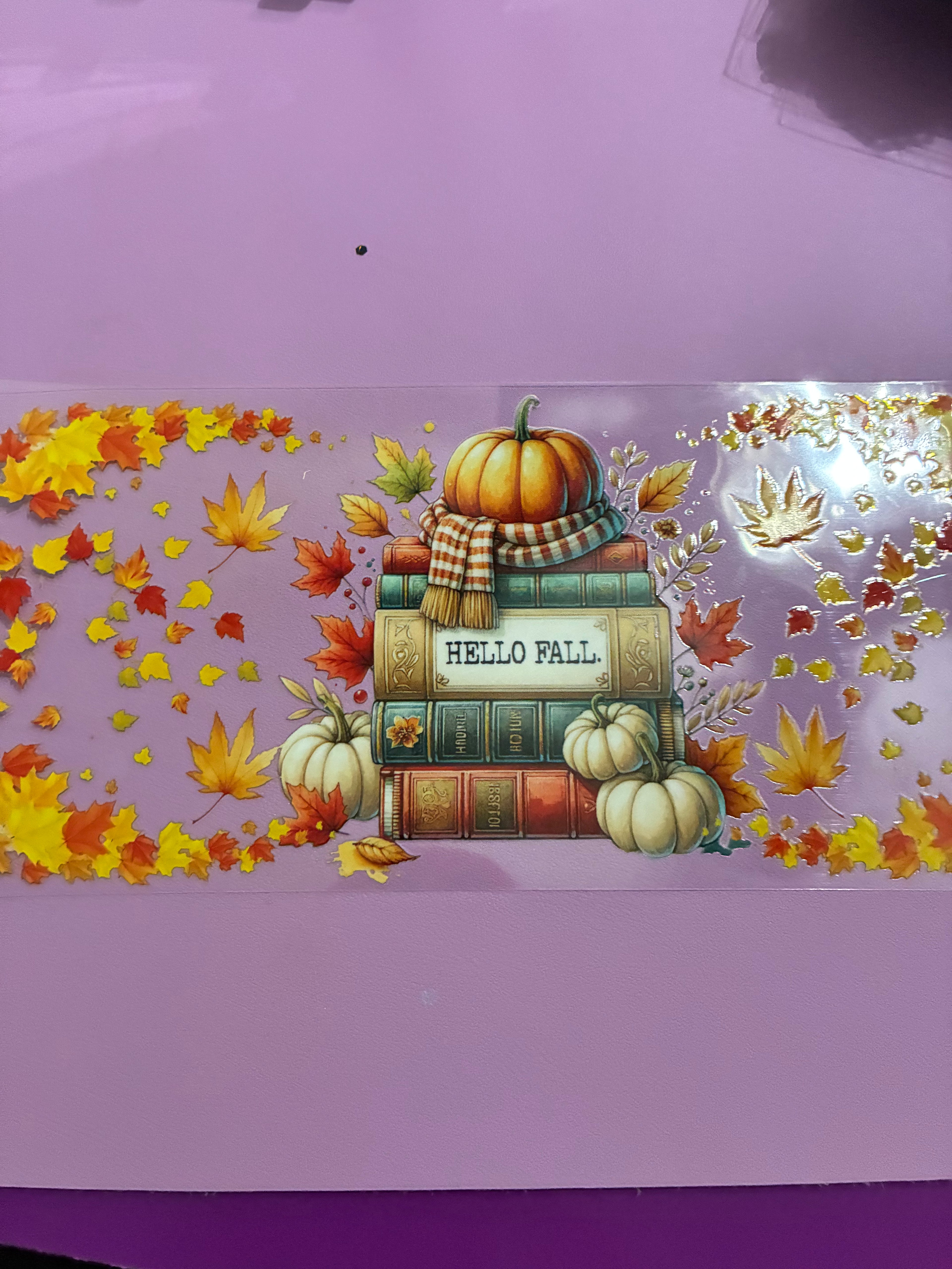 Hello fall books leaves pumpkin #507