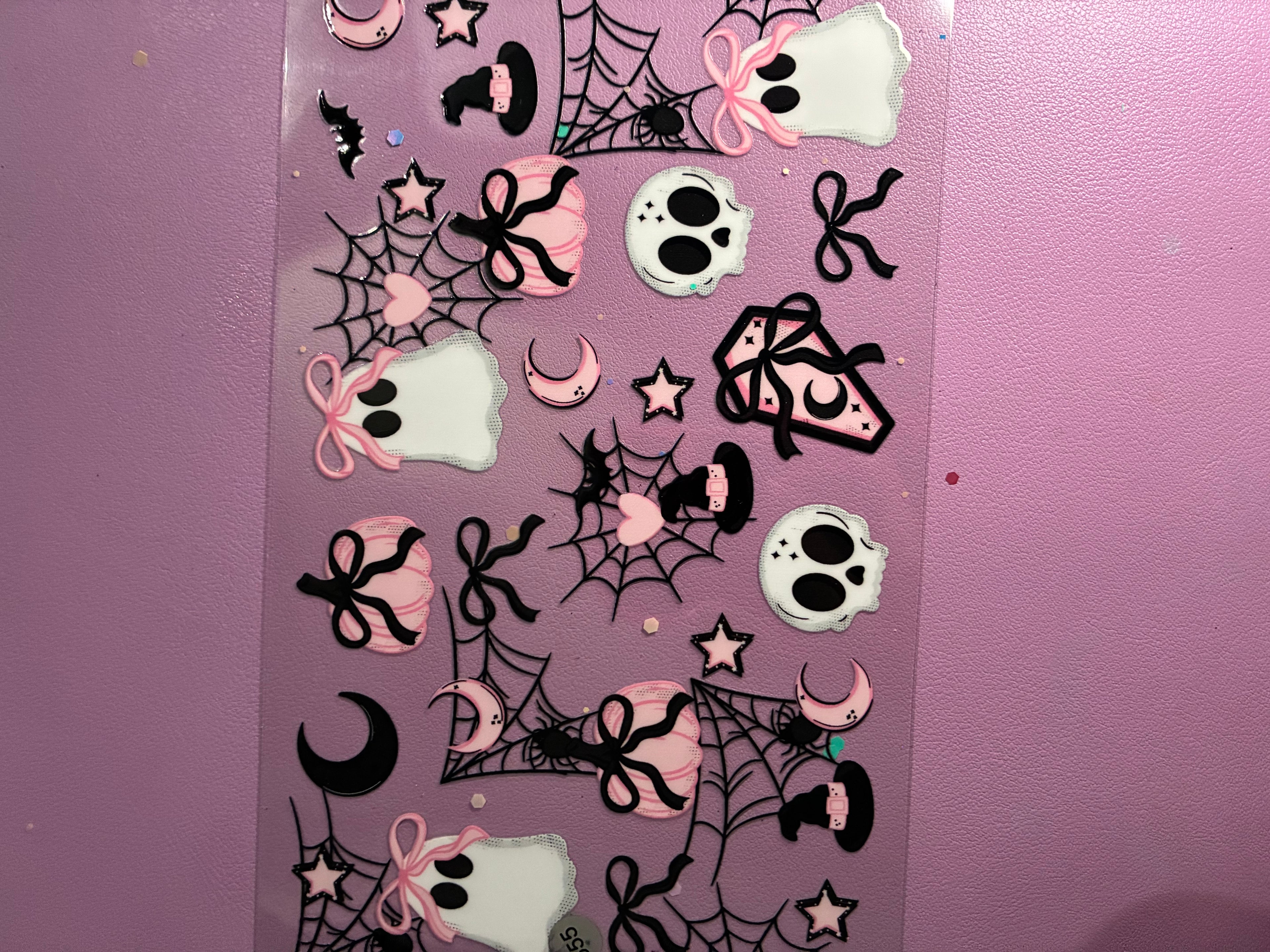 Halloween ghost web skeleton pink and black wrap 555
