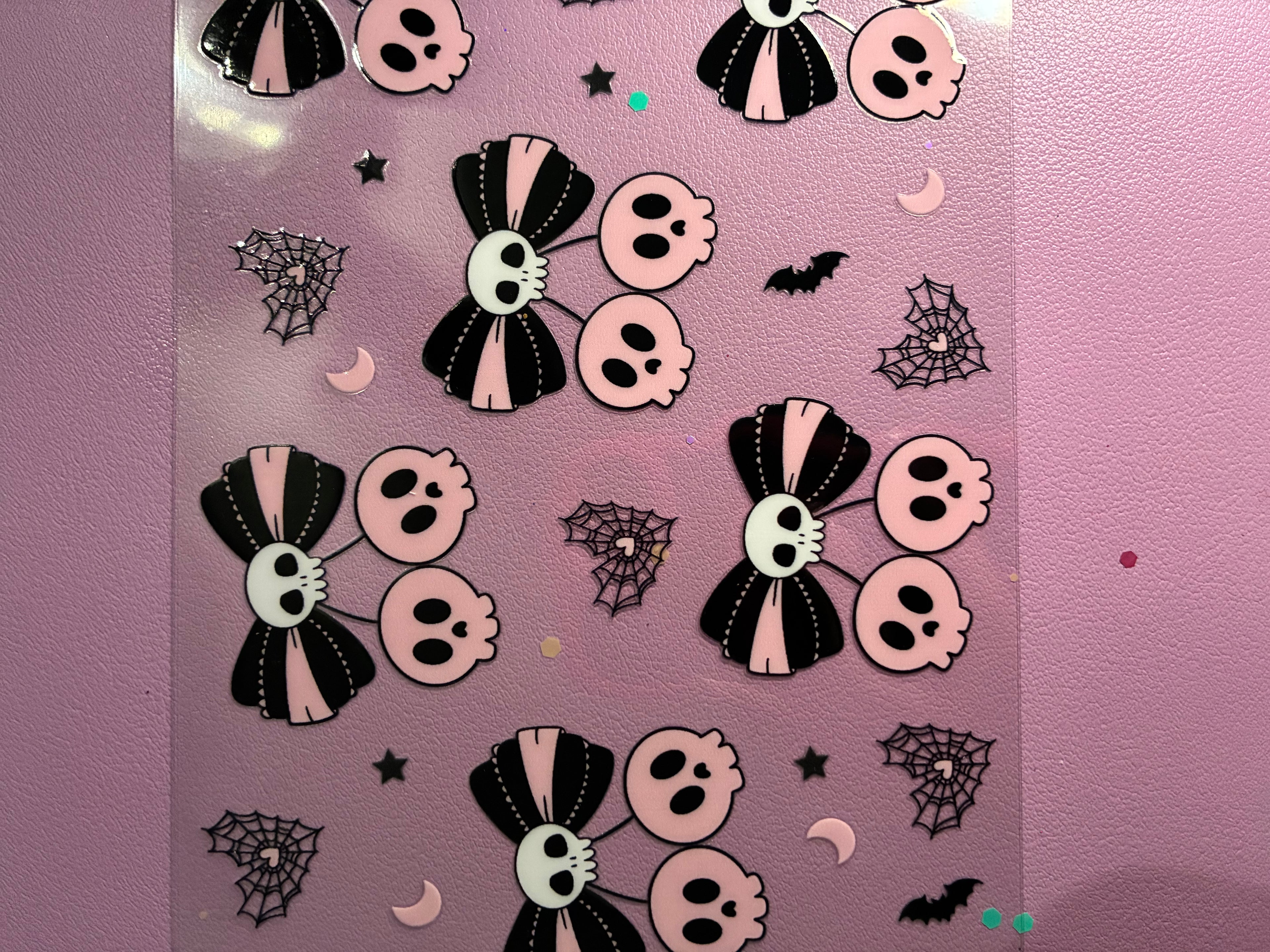 Skeleton cherries pink and black wrap 559