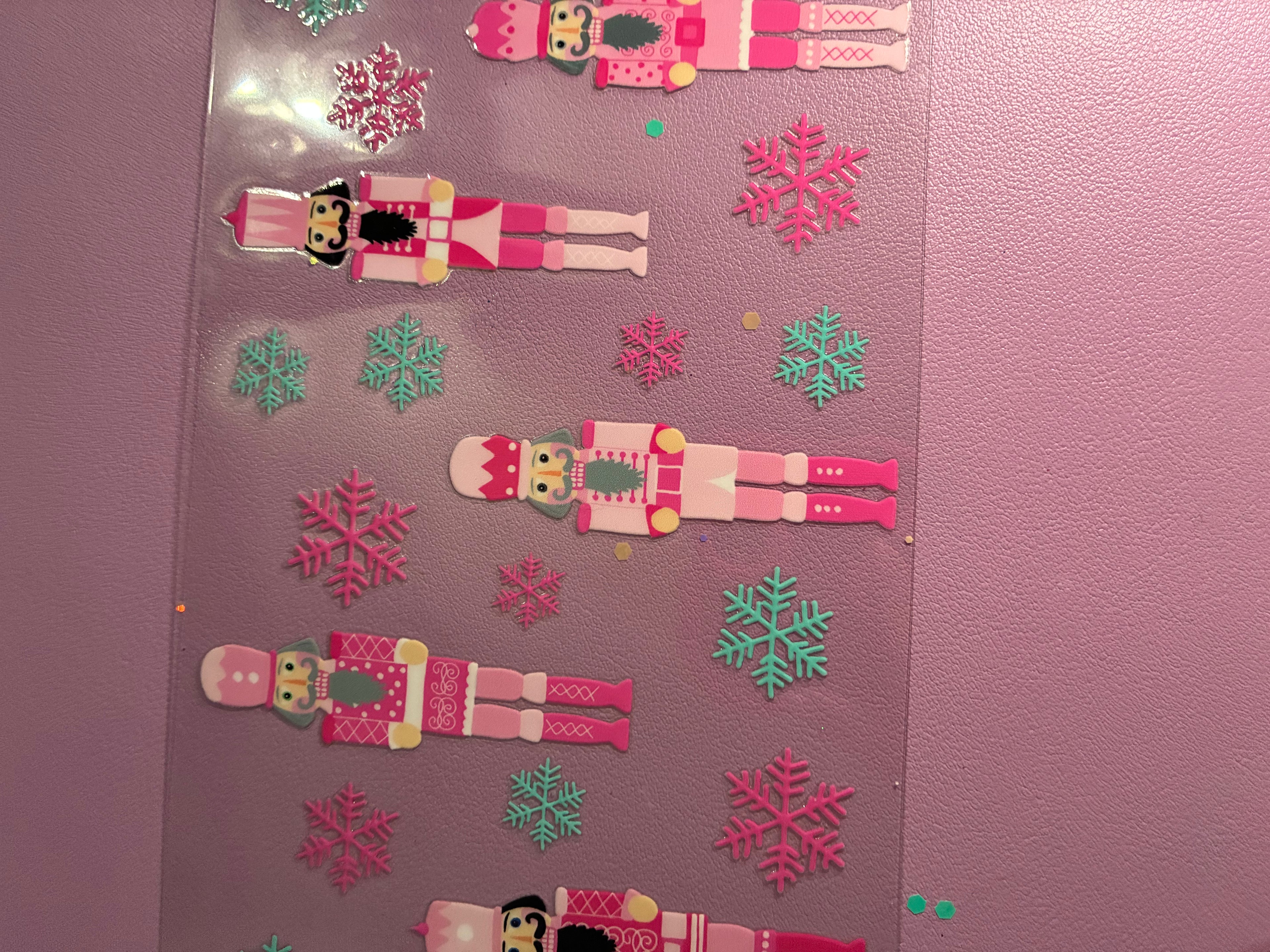Nut cracker pink with teal and pink snowflakes 563