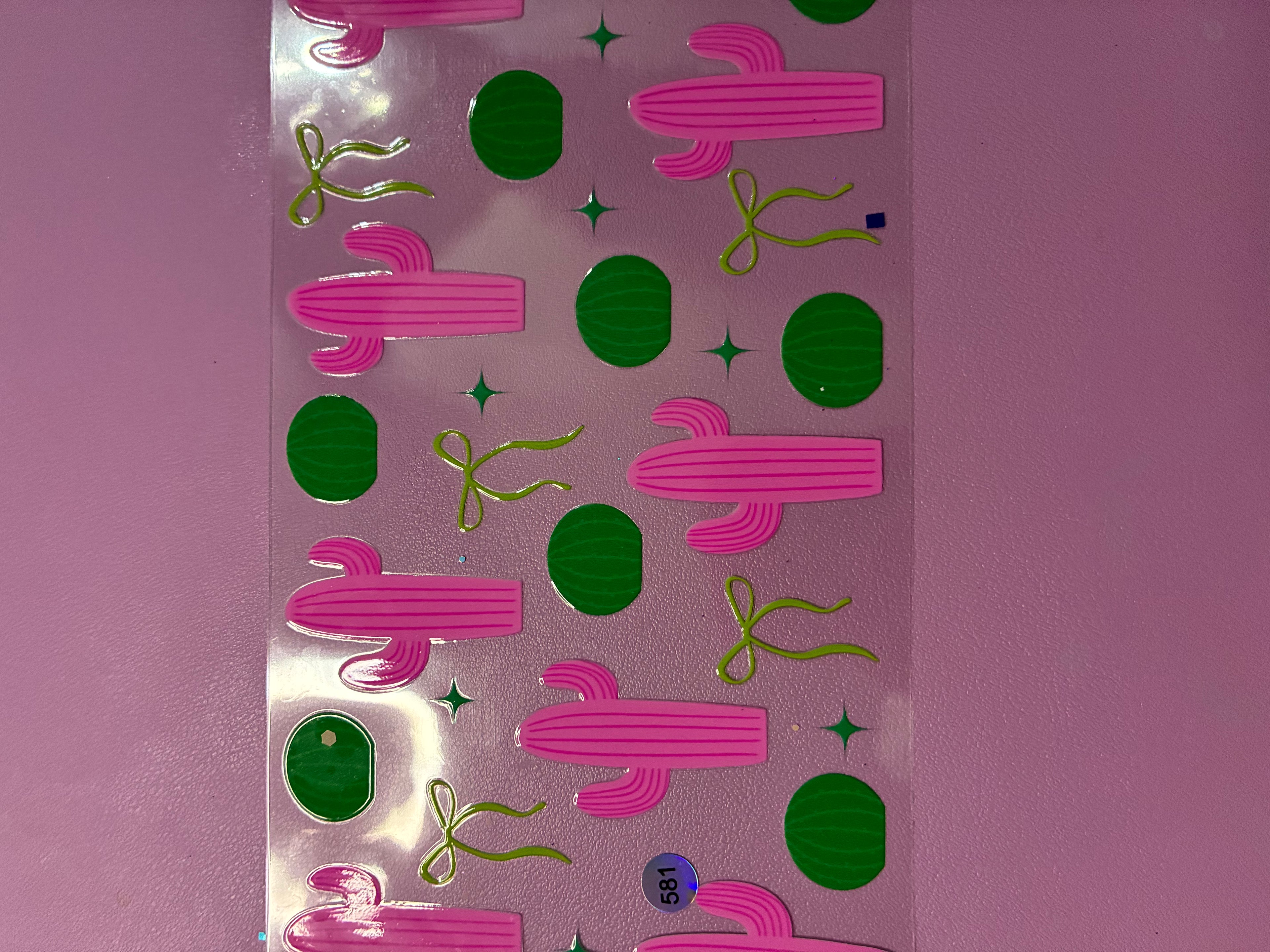 Cactus green and pink cup wrap 581