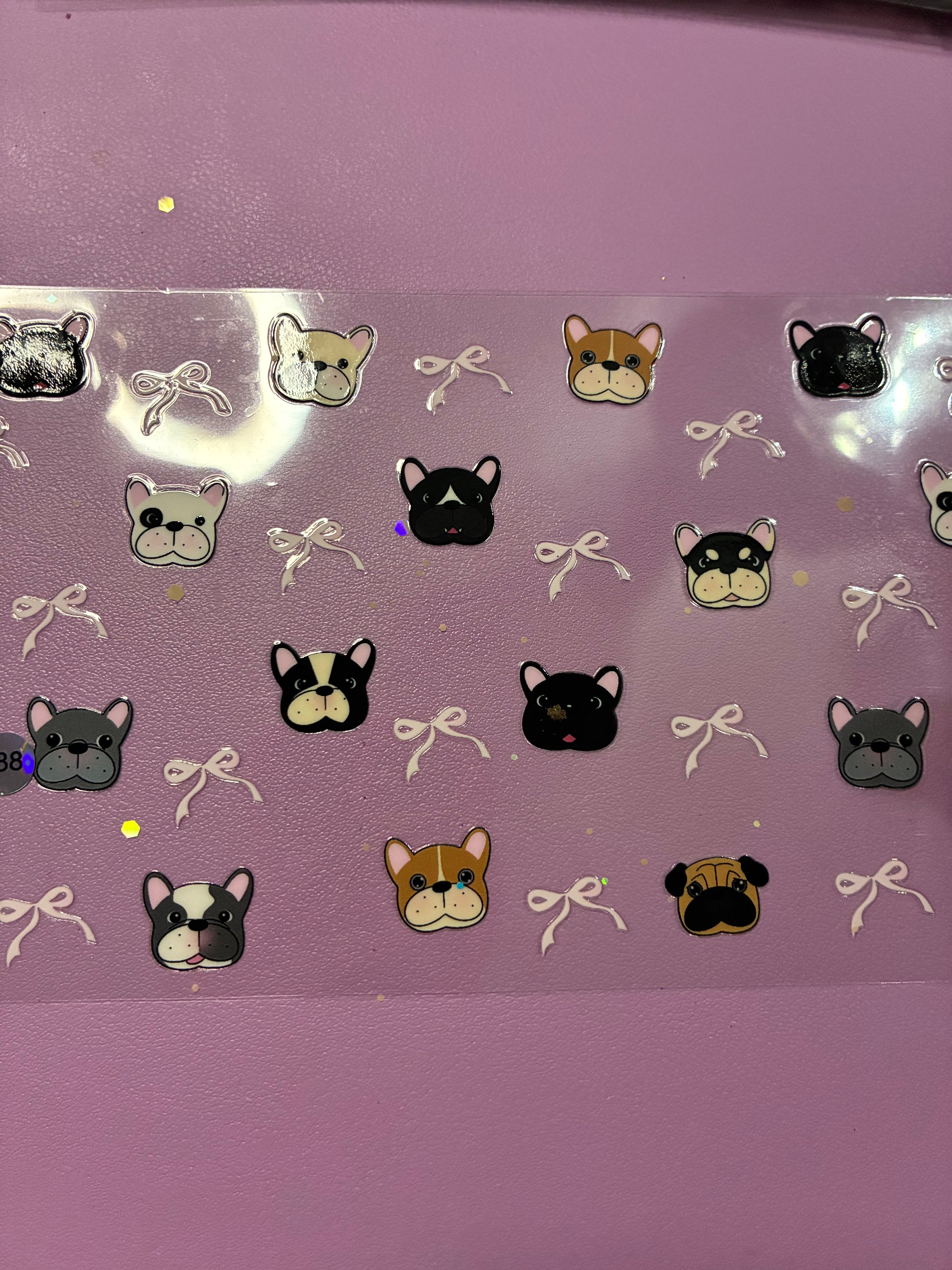 Frenchie puppy heads with bows cup wrap 588