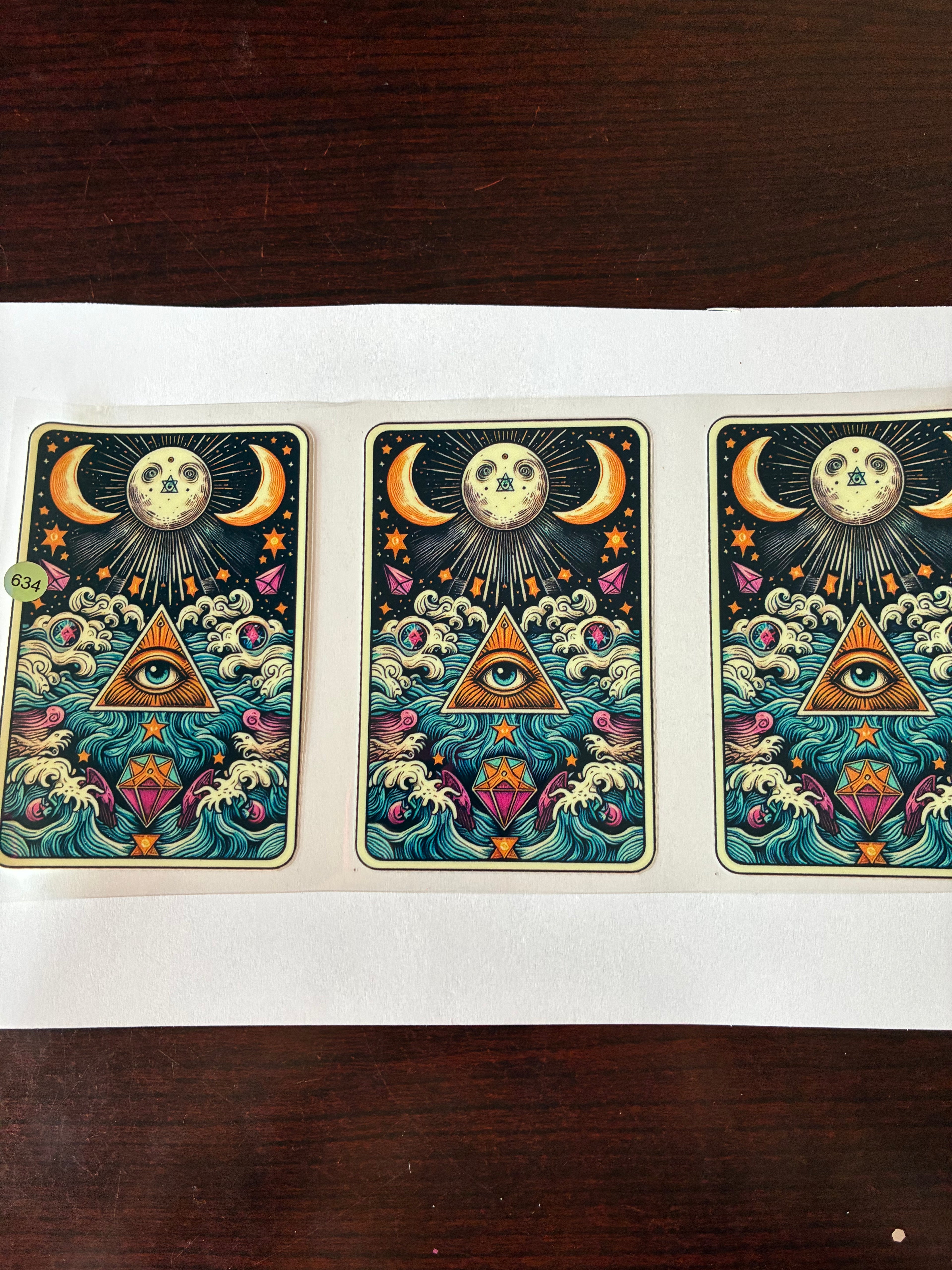 Tarot card moon star and ocean with eye
