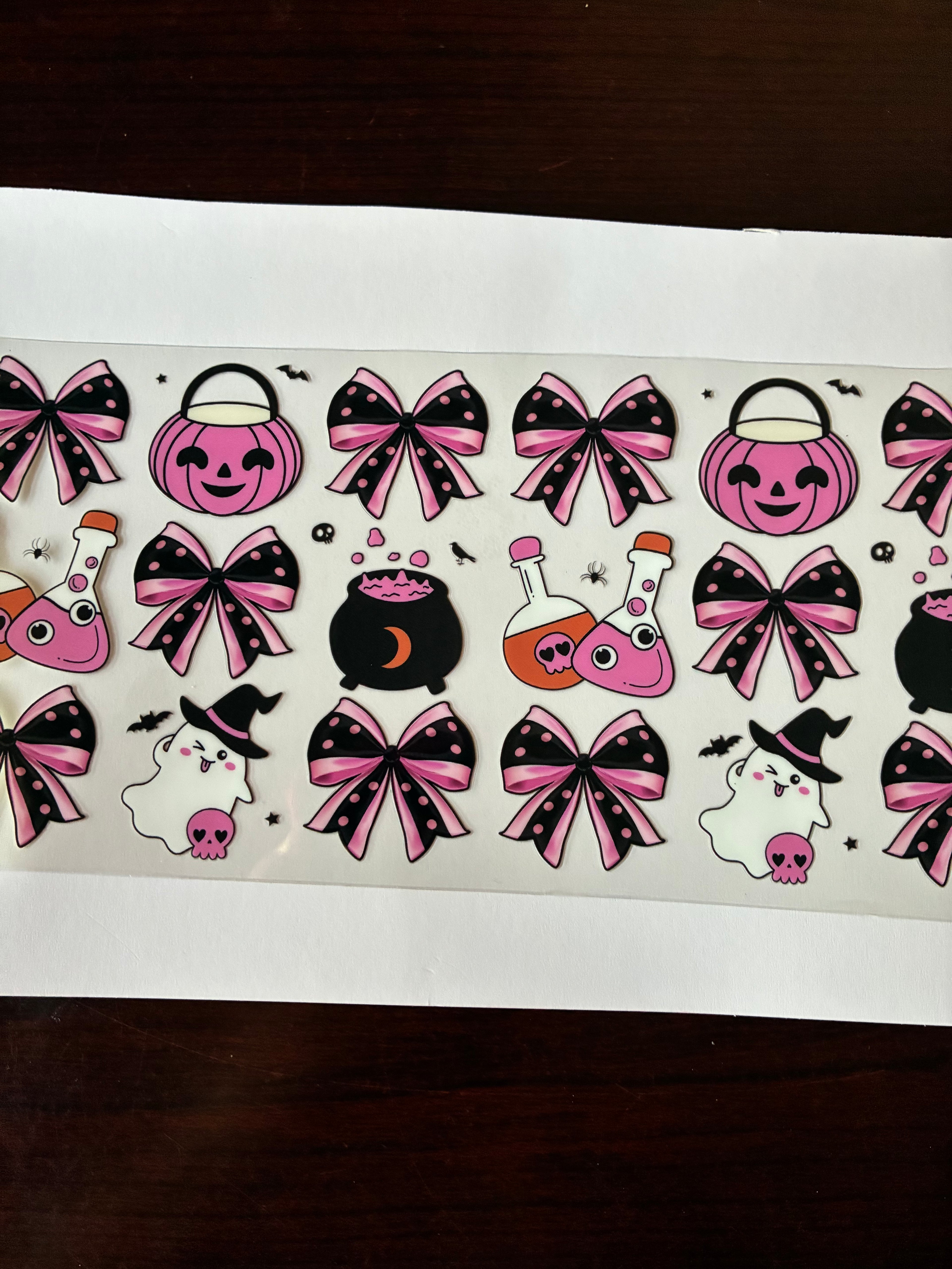 Pumpkin with bows pink and black 656