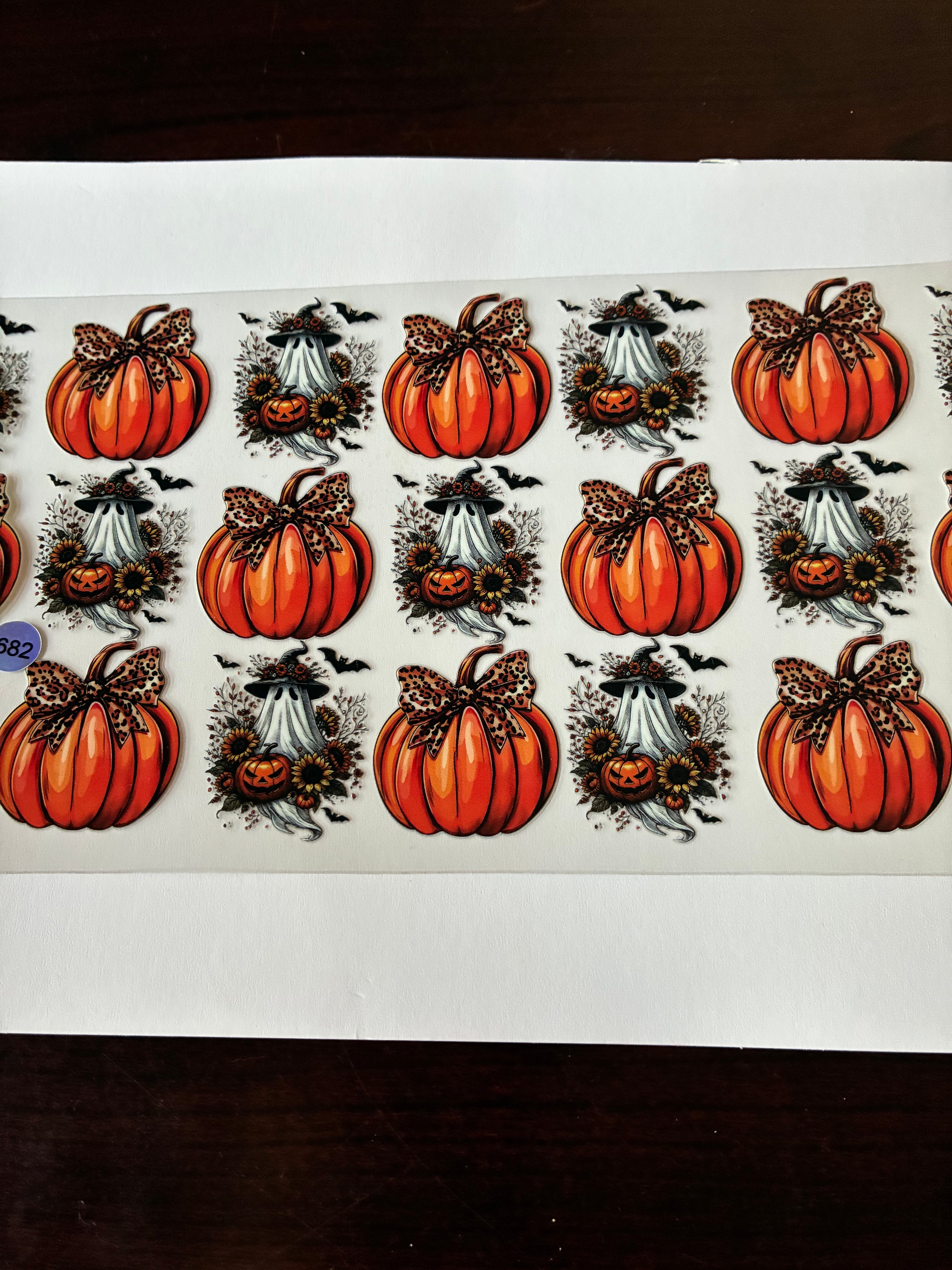 Ghost and pumpkin with leopard bow 682