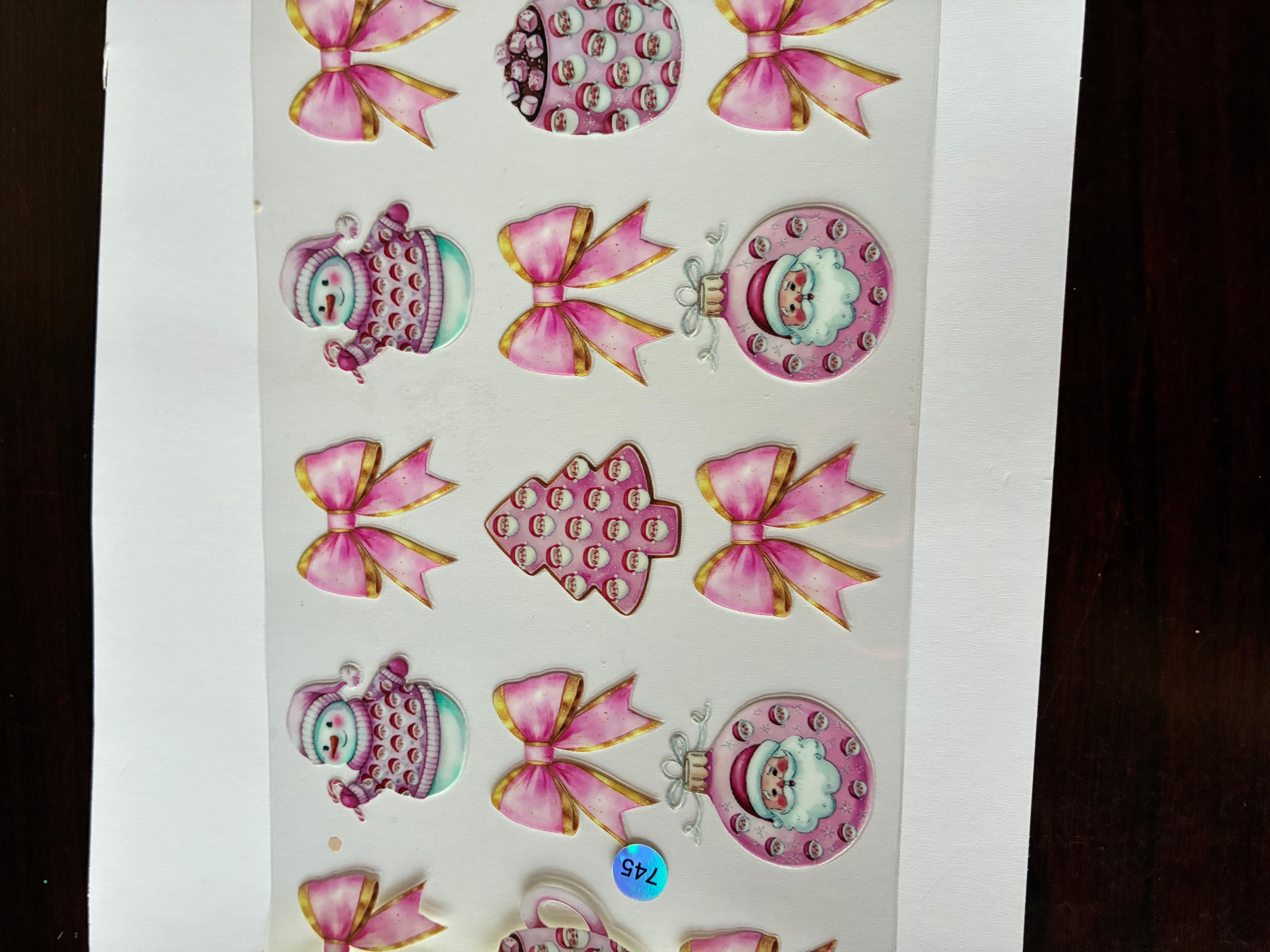 Pink Christmas Santa/snowman 745