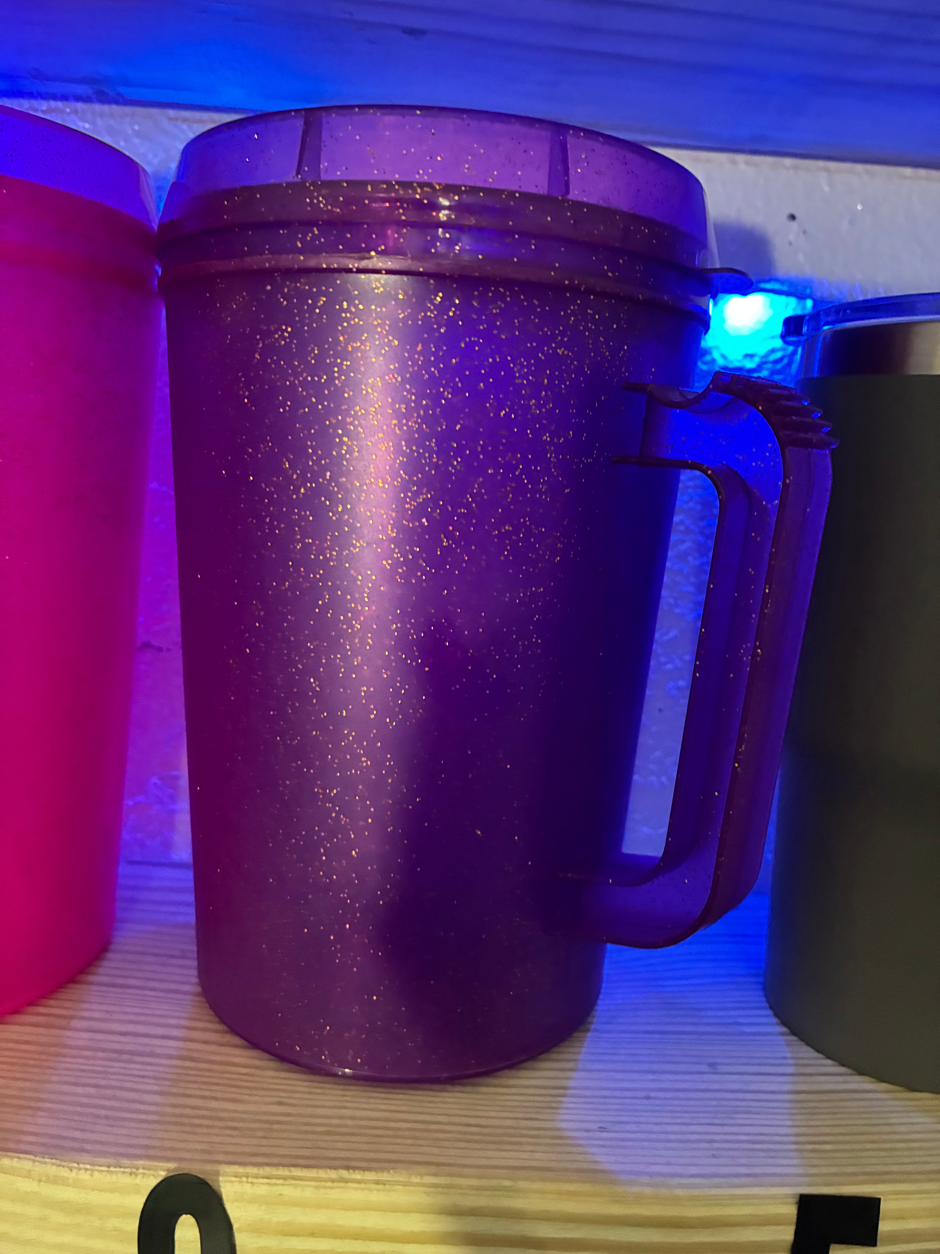 34oz trucker mug glitter purple