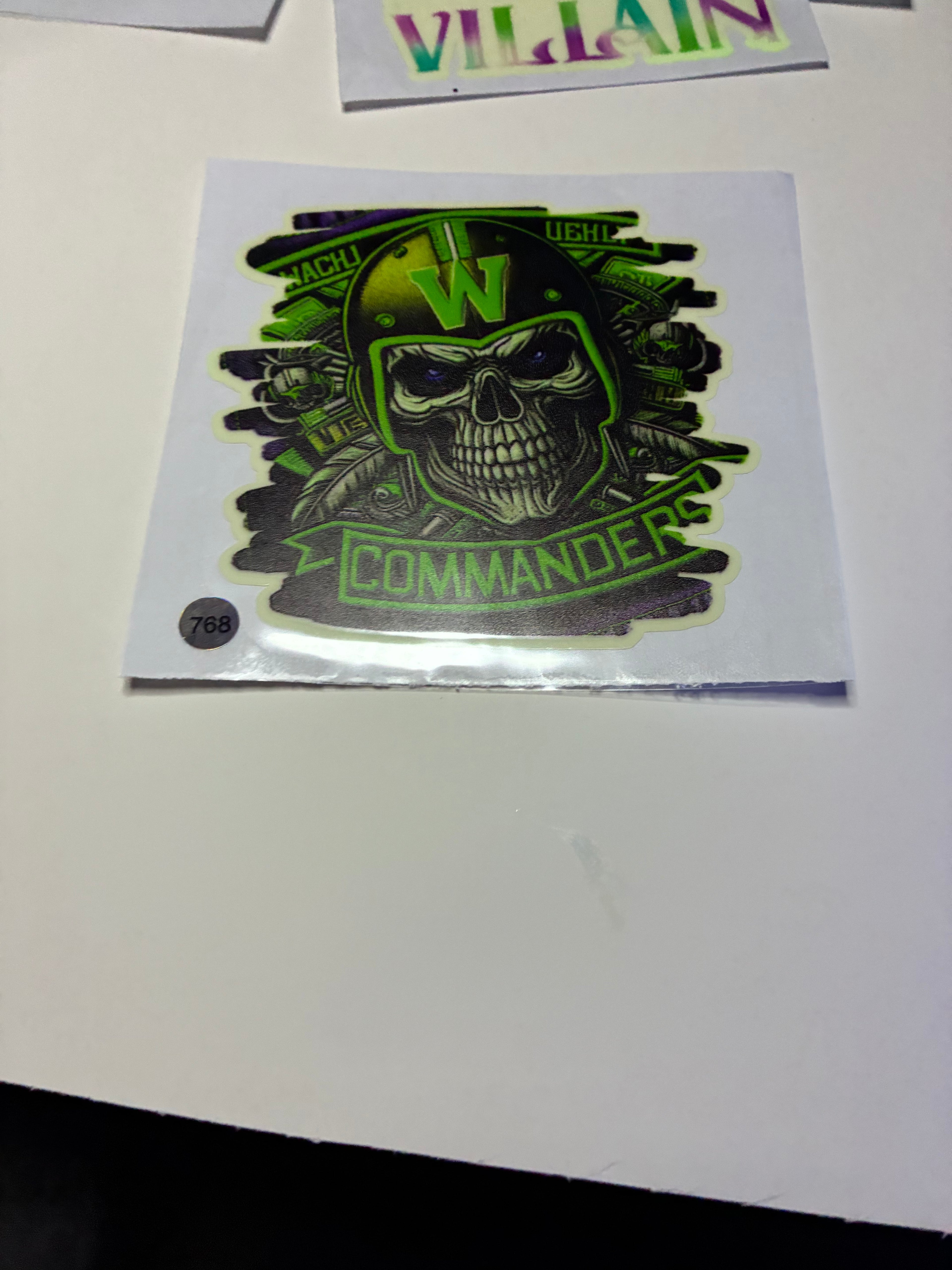 Commanders glow in dark decal 768
