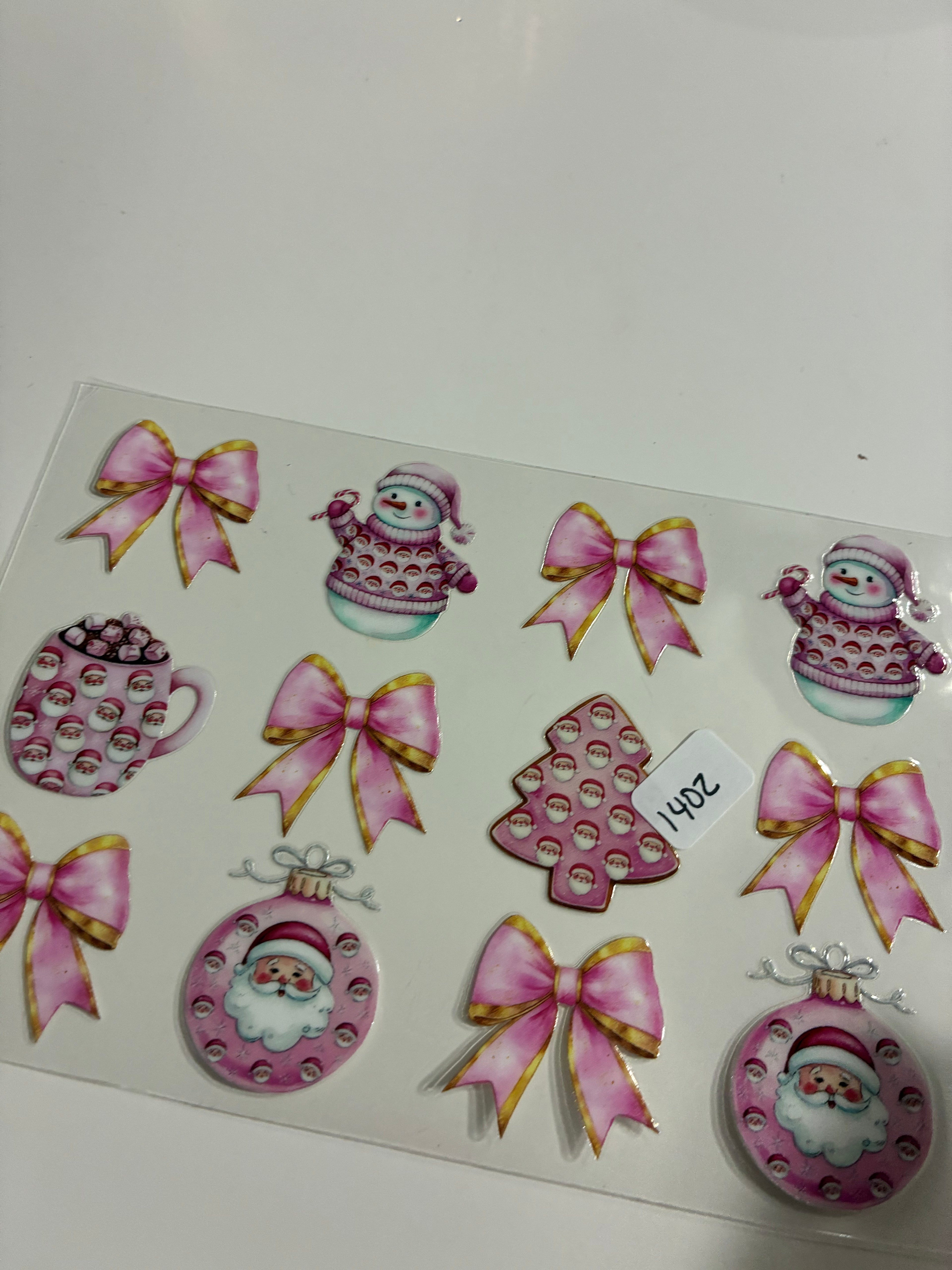 Santa tree bow pink 1402