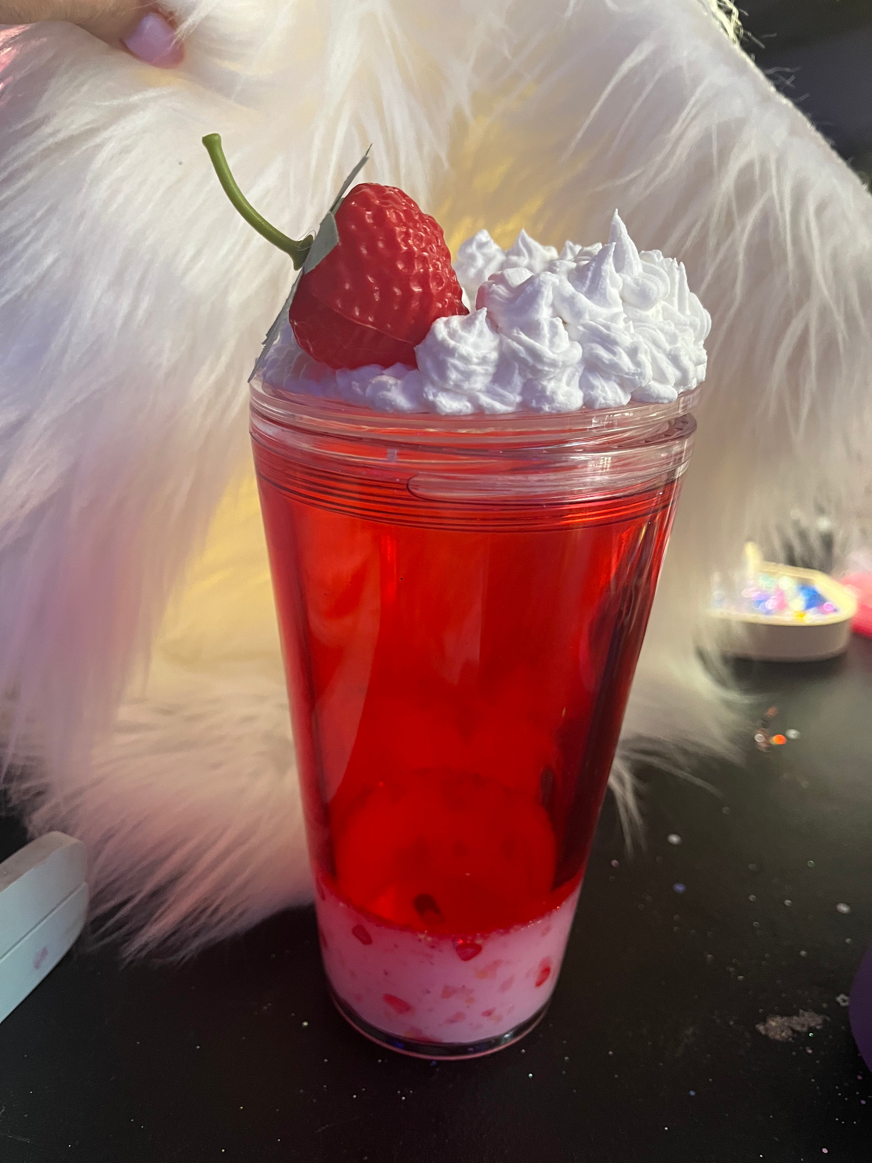 Strawberry lava with whipped lid