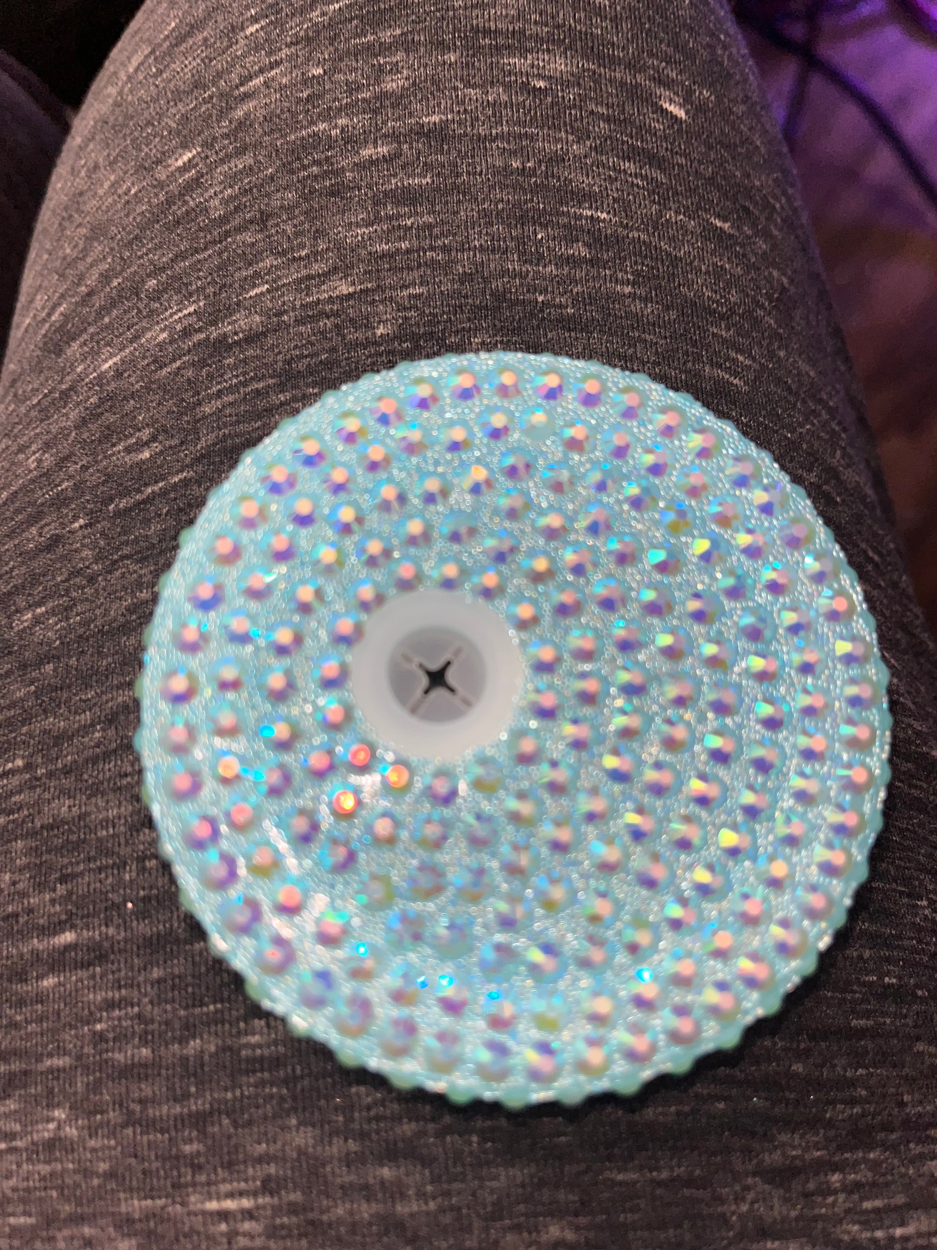 Blue rhinestone lid