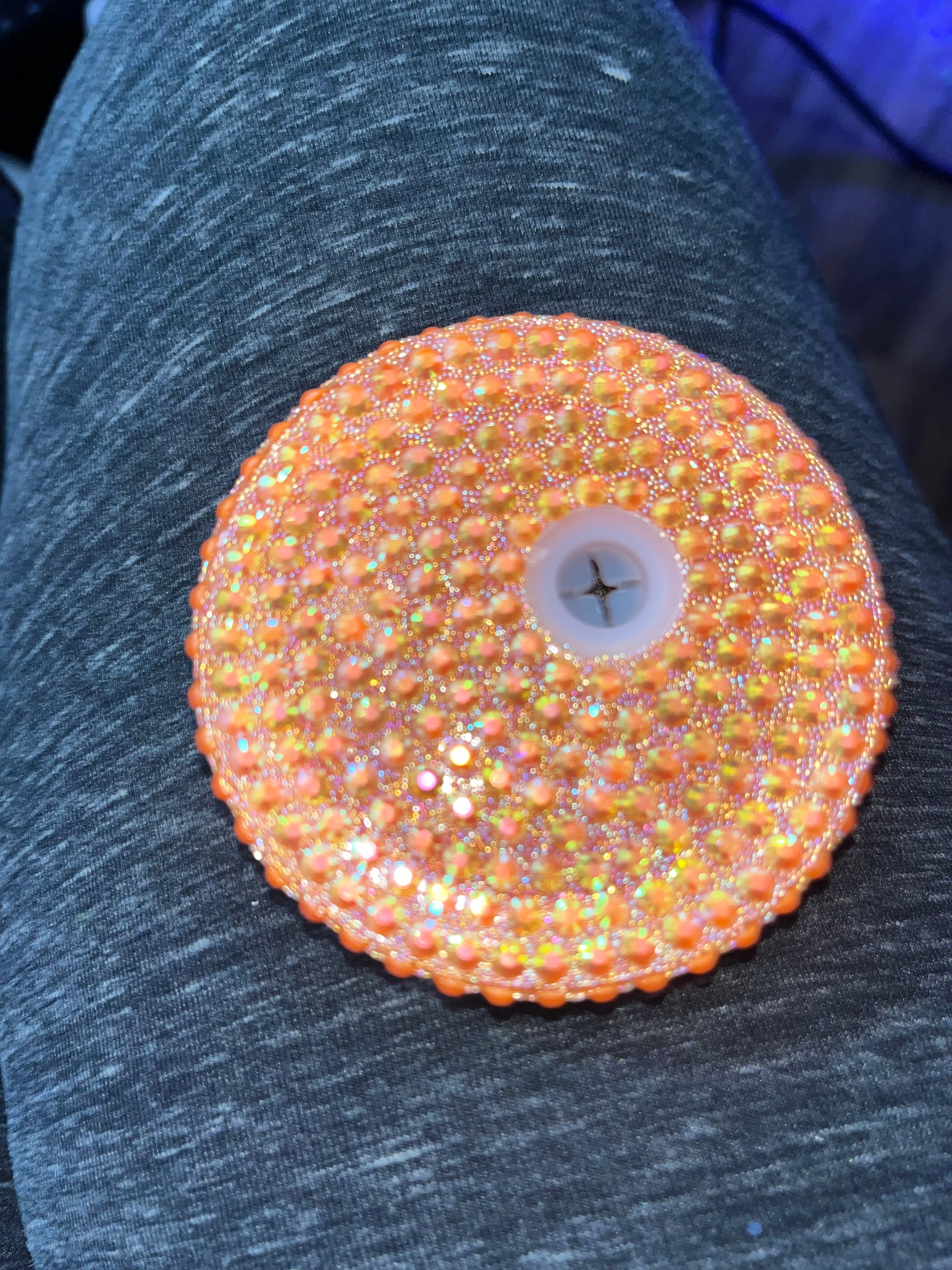 Orange rhinestone lid
