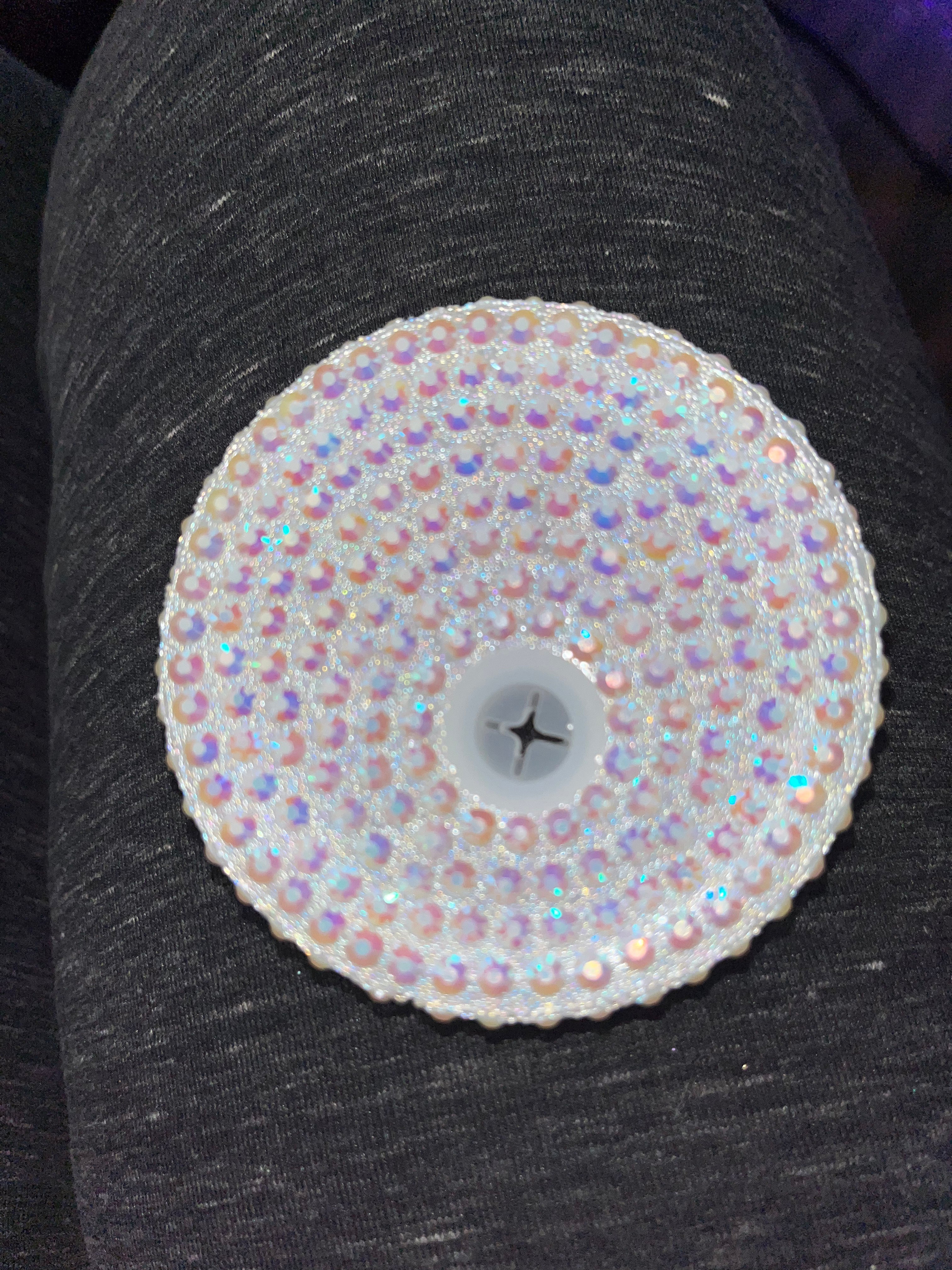 White rhinestone lid