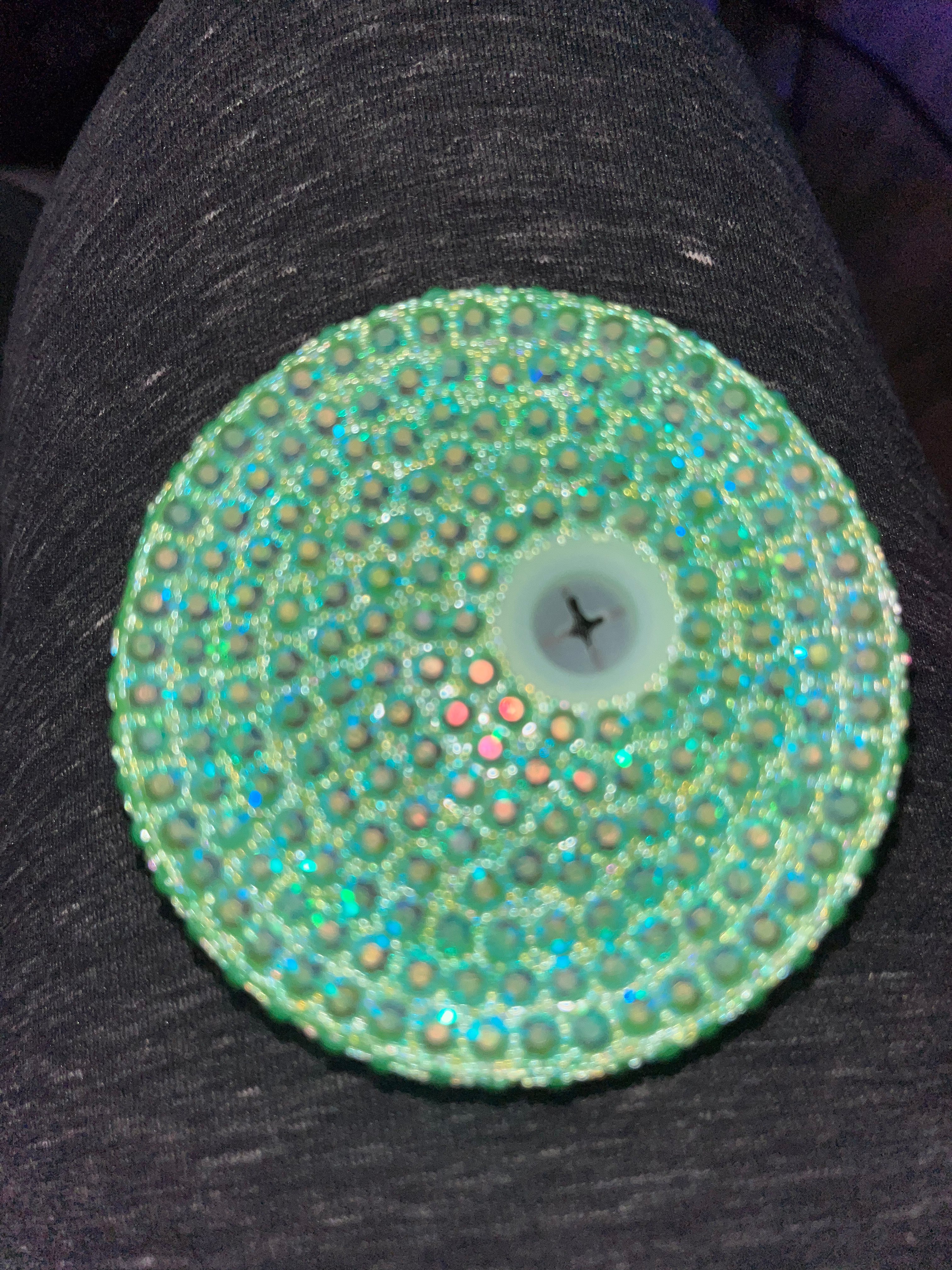 Green rhinestone lid