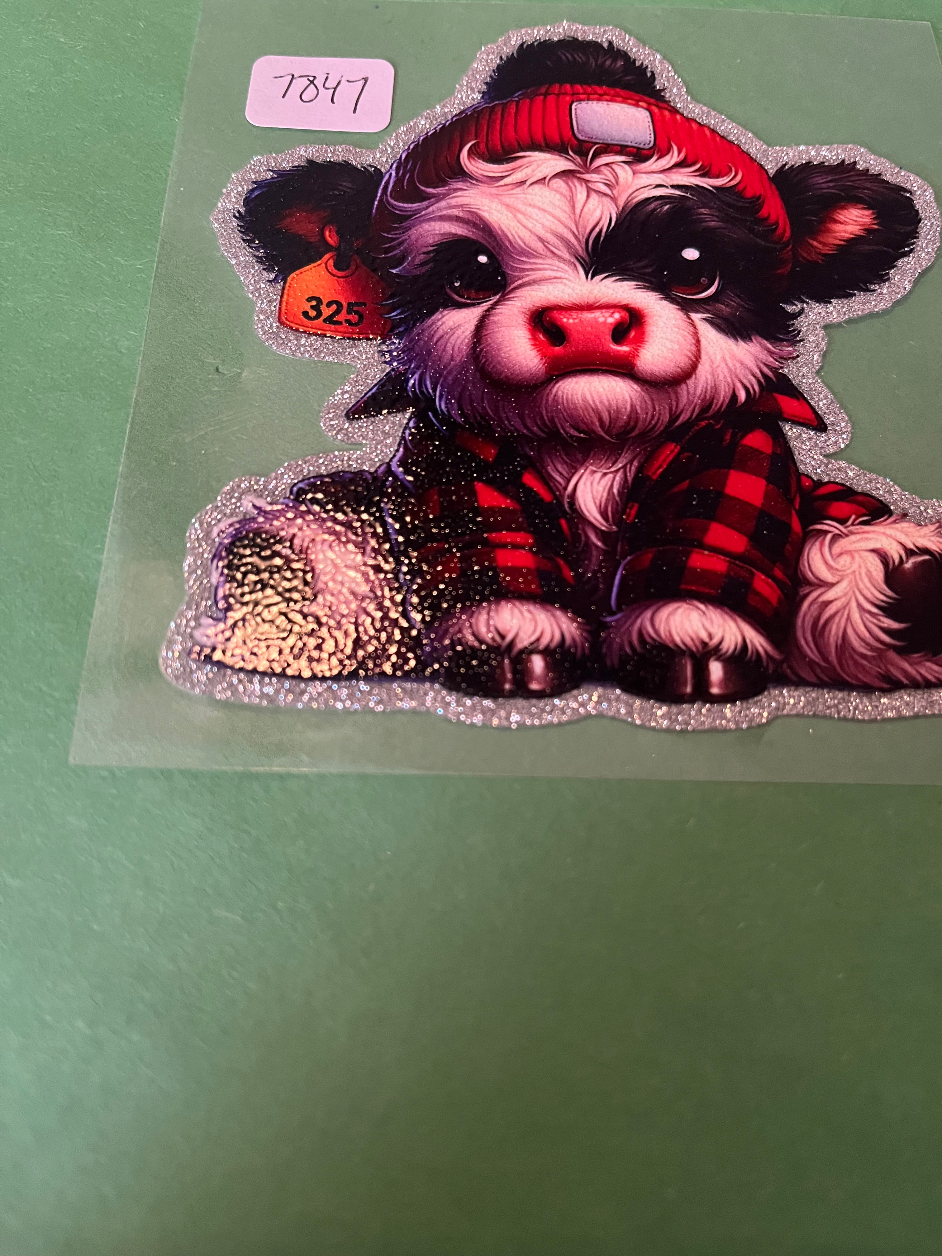 Cow glitter decal