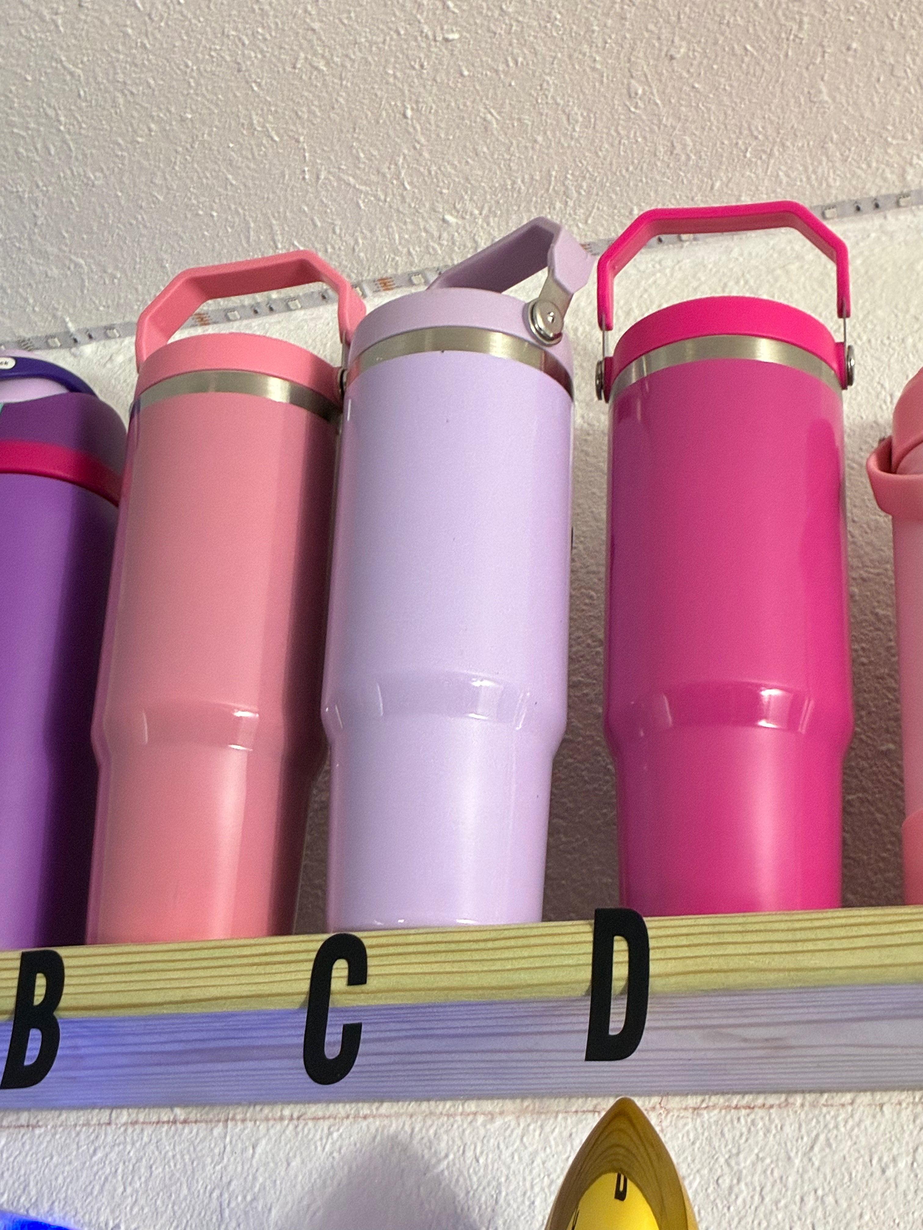 30oz light pink handle tumbler