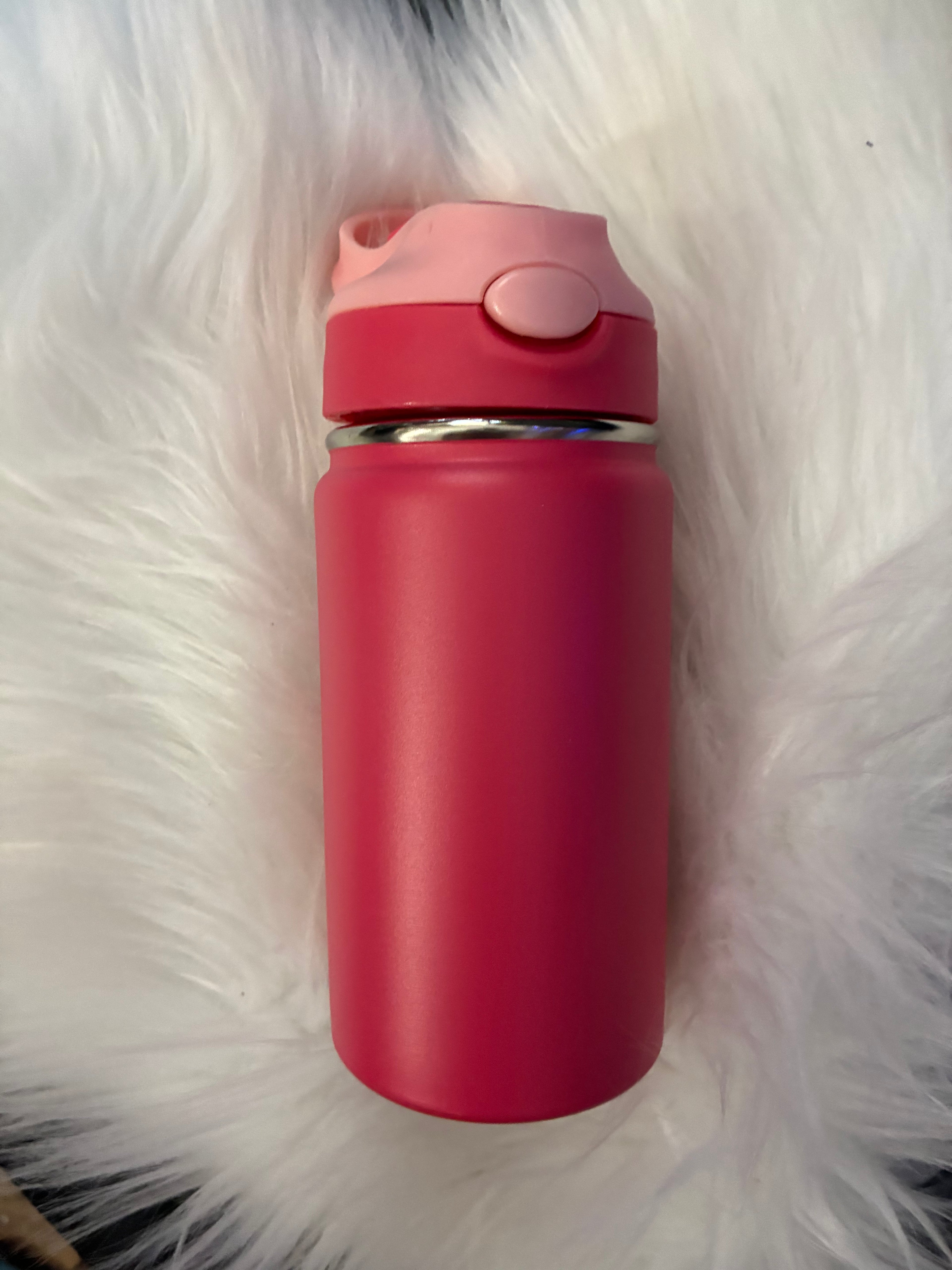 Bright pink 12 oz water bottle