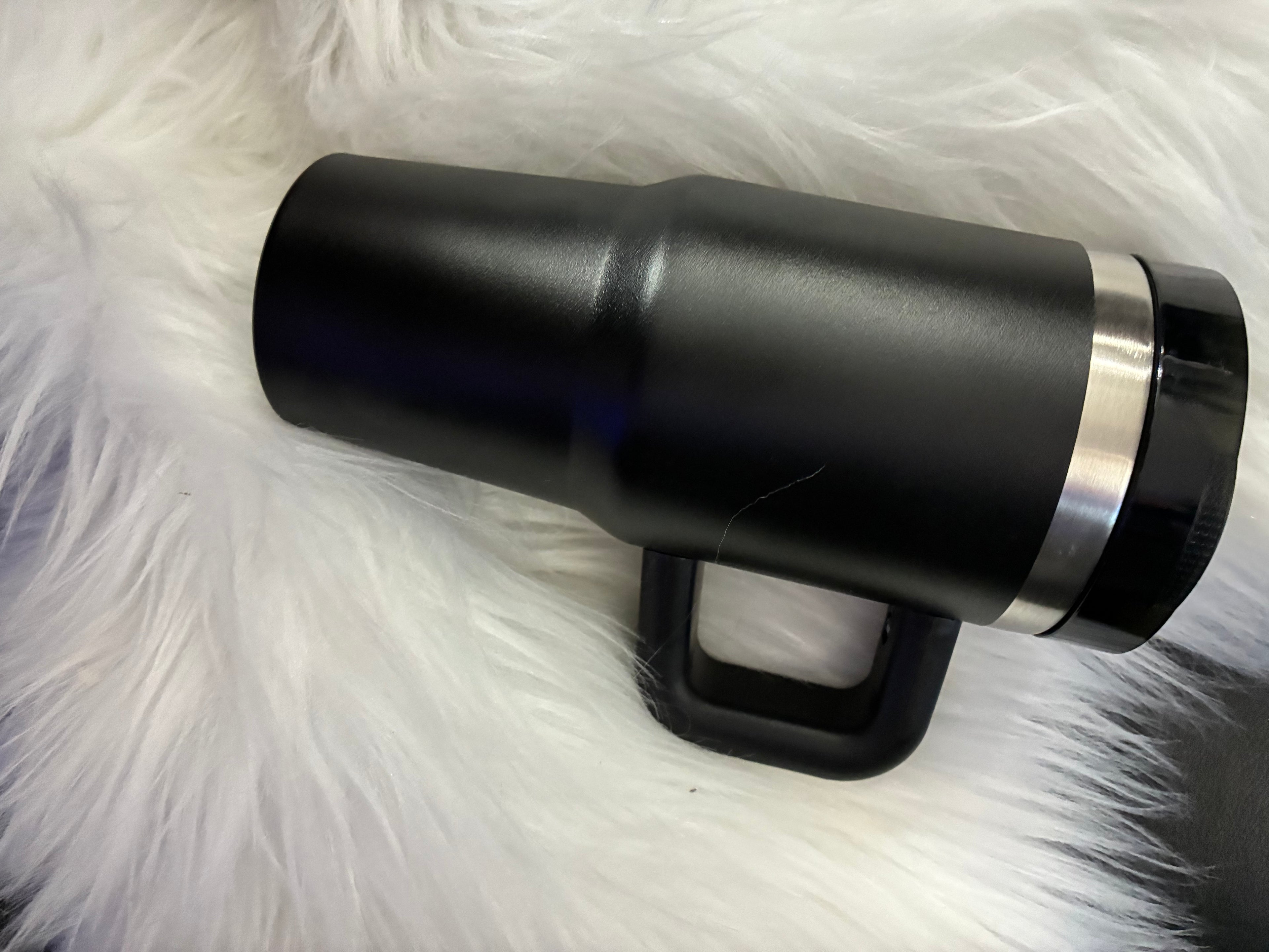 14oz black stainless steel tumbler with handle
