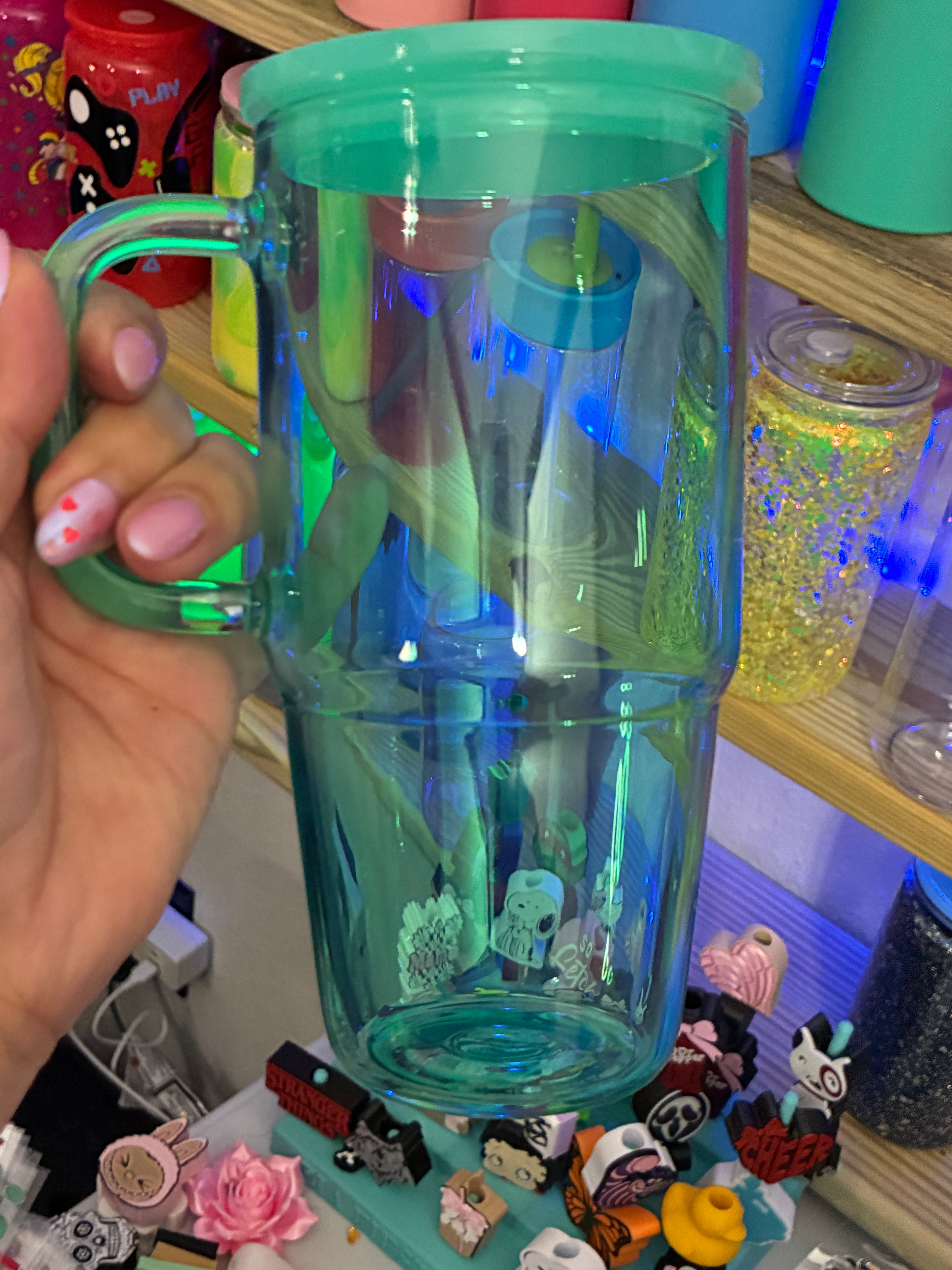 20oz glass teal tumbler