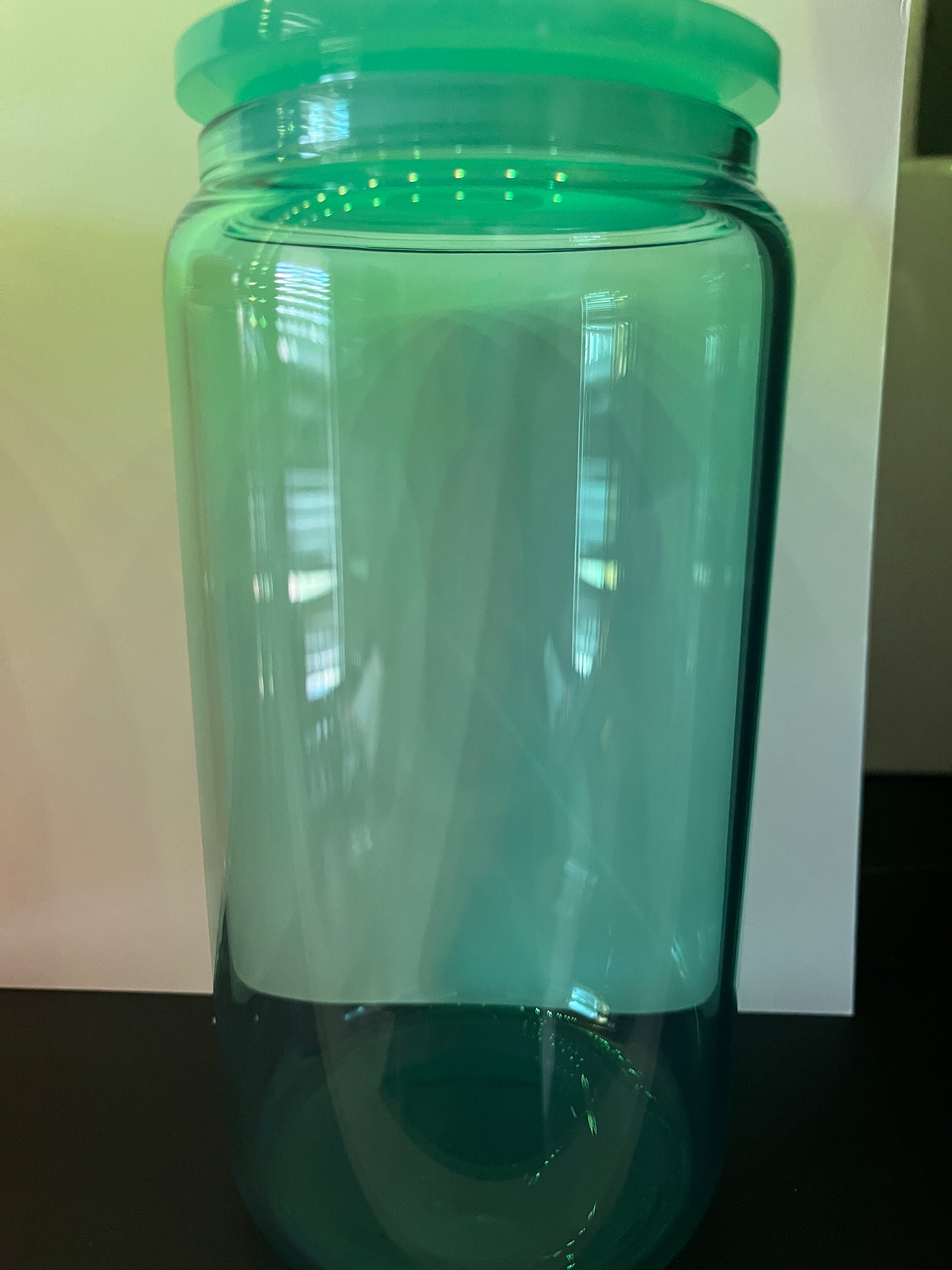 Teal glass cup 16oz
